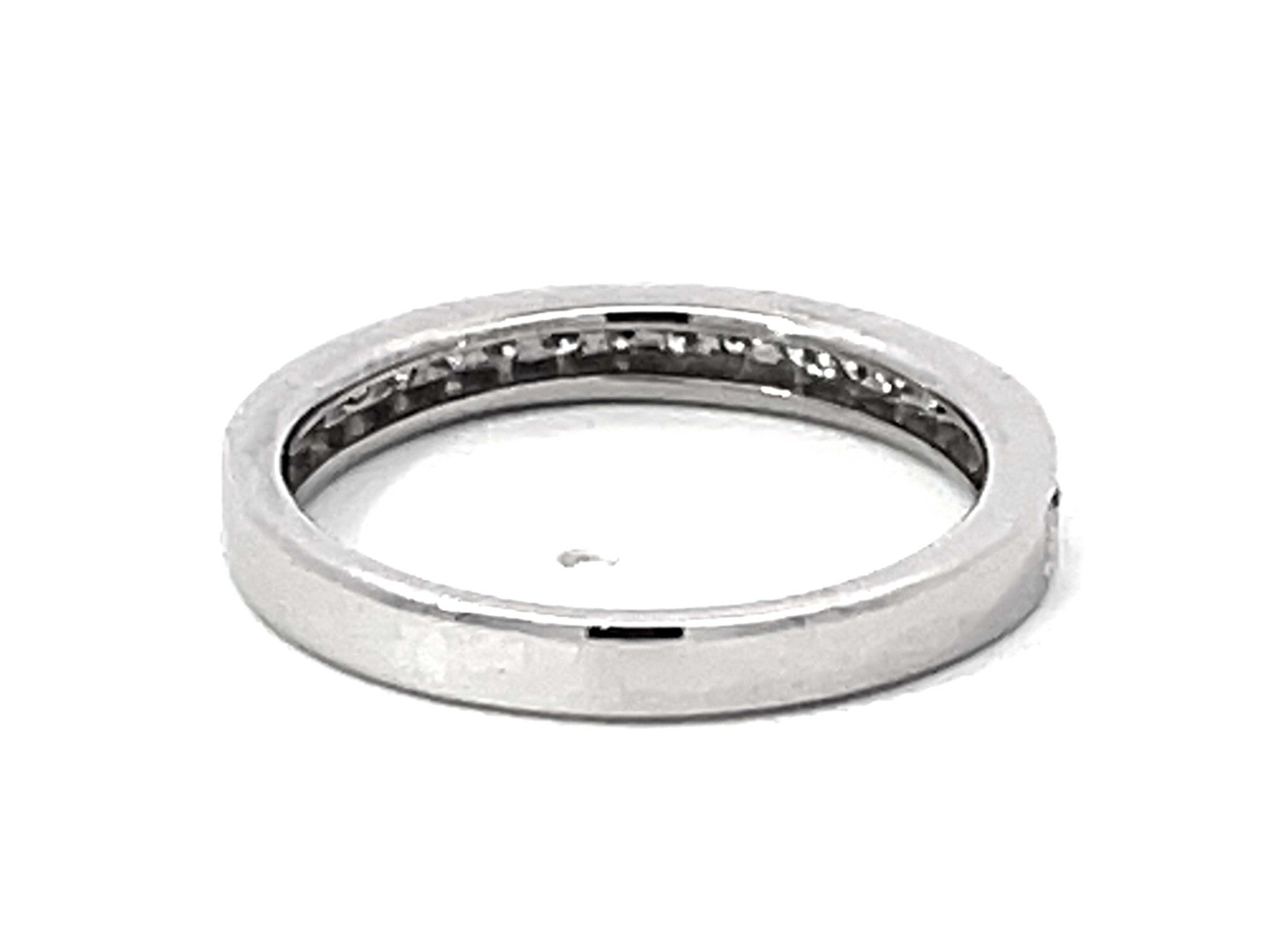 Brilliant Cut Diamond Band Ring Solid 14k White Gold