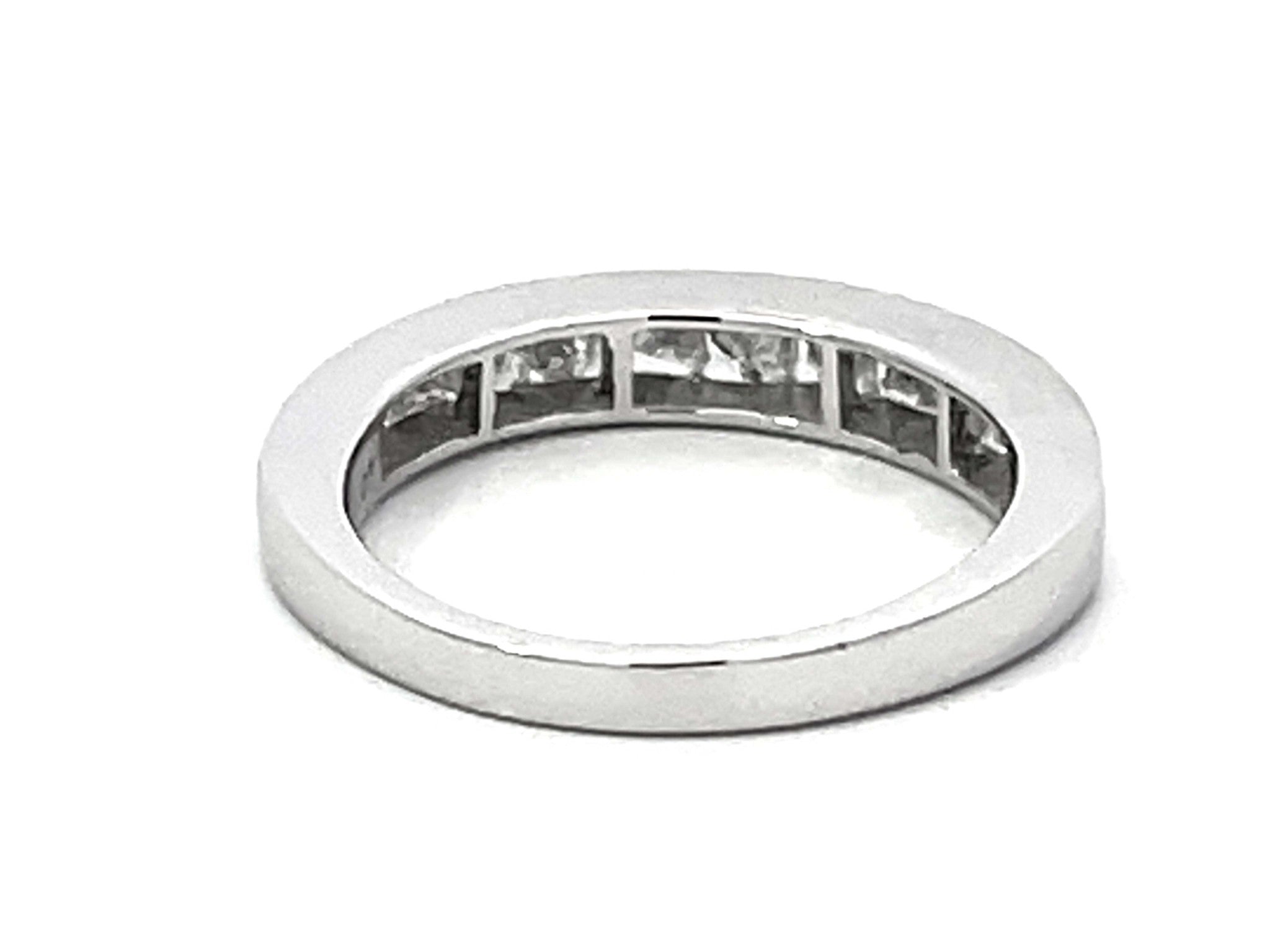 1.07 Carat Princess Cut Channel Set Diamond Band Ring Solid 18k White Gold