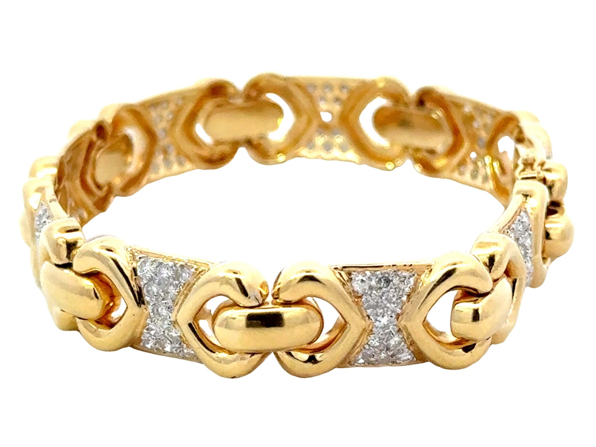 Diamond Heart Sectional Bracelet 18k Yellow Gold