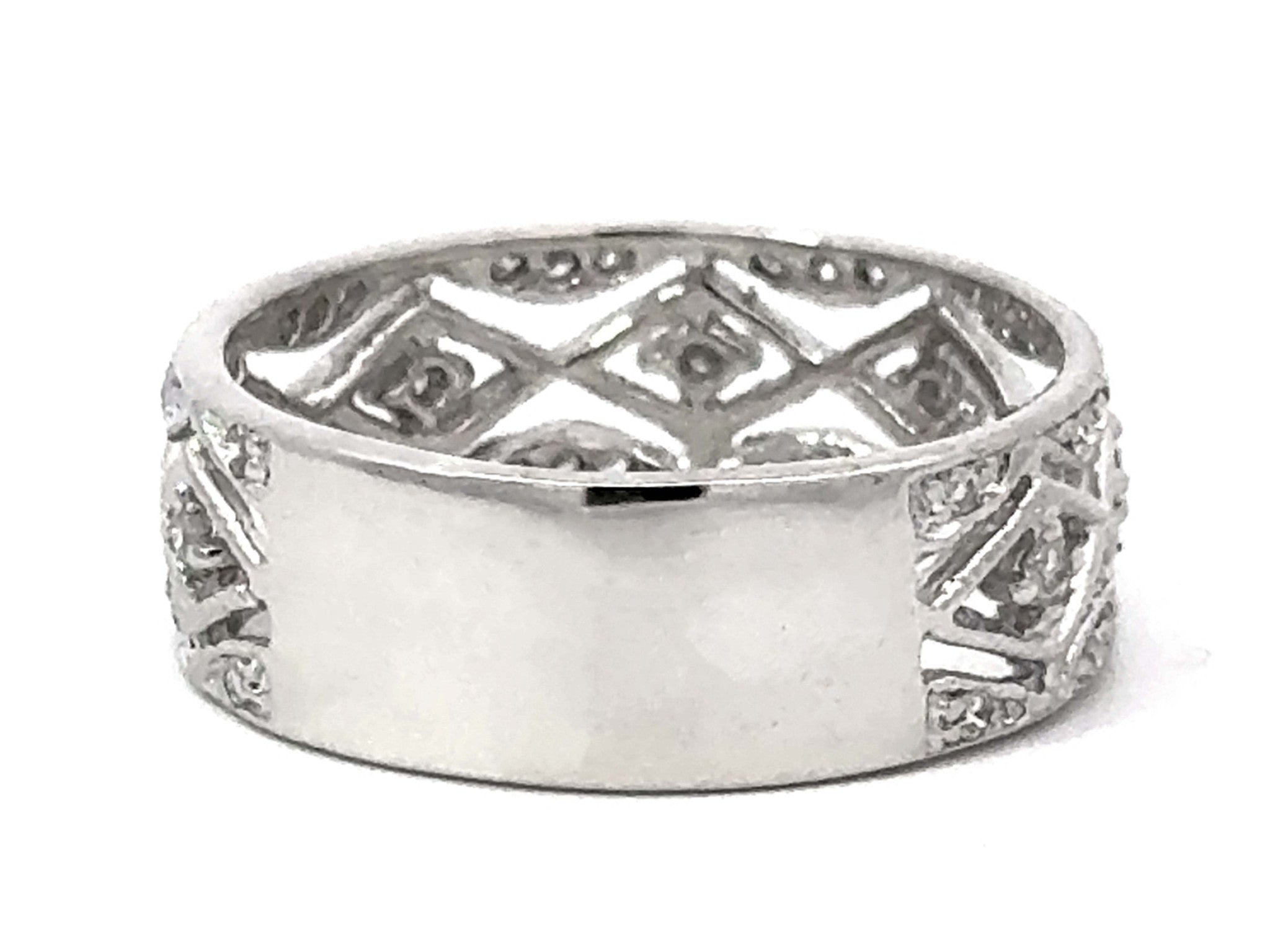 XOXO Diamond Band Cutout Ring in 18k White Gold