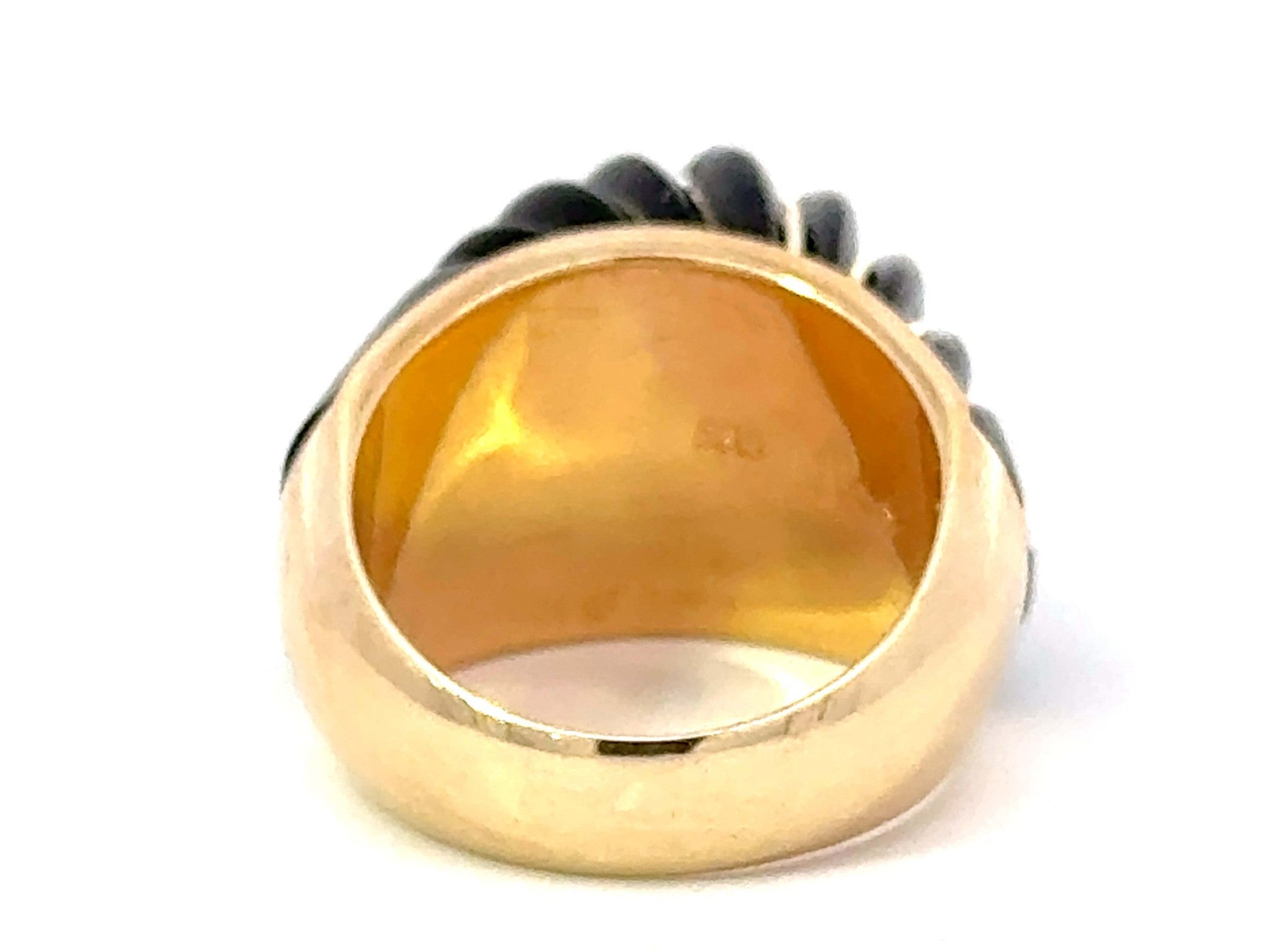 Black Onyx Dome Ring 14K Yellow Gold