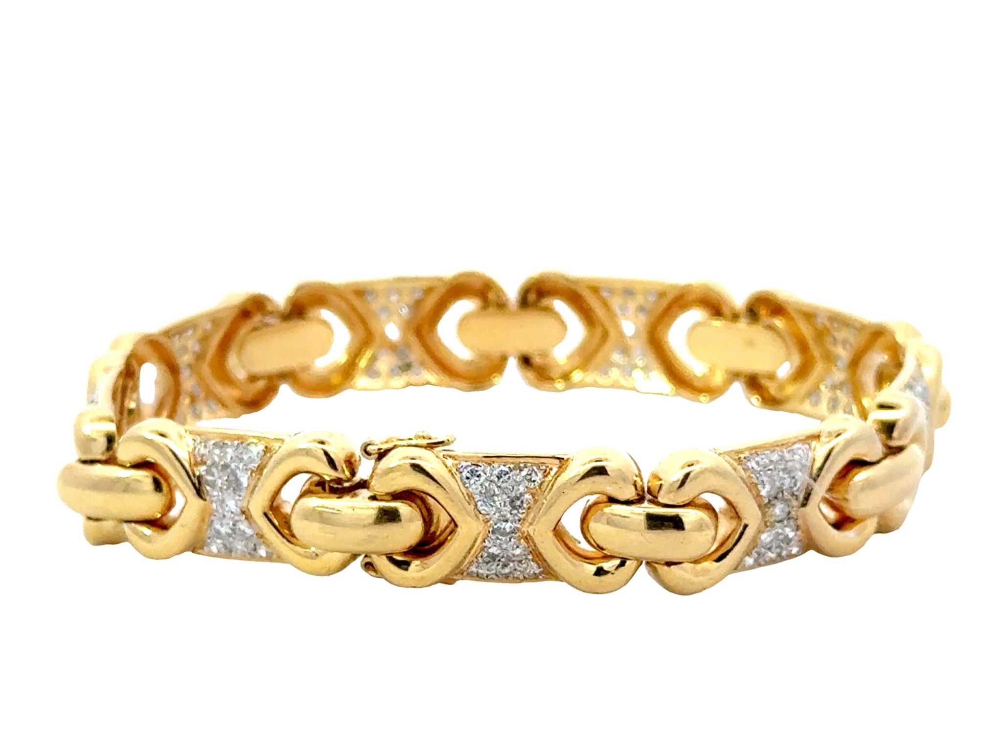 Diamond Heart Sectional Bracelet 18k Yellow Gold