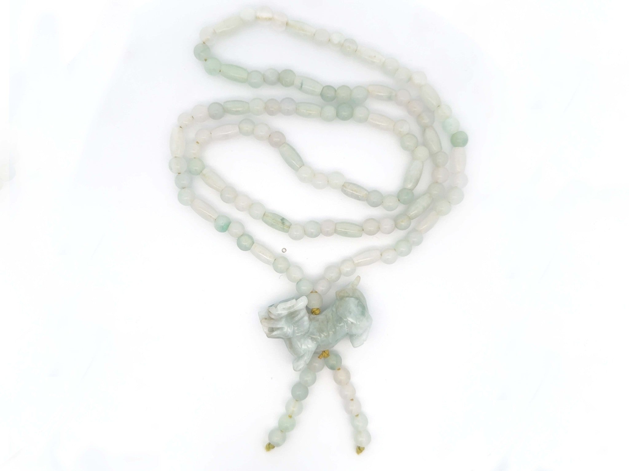 Phu Dog Light Green Jade Bead Strand Necklace