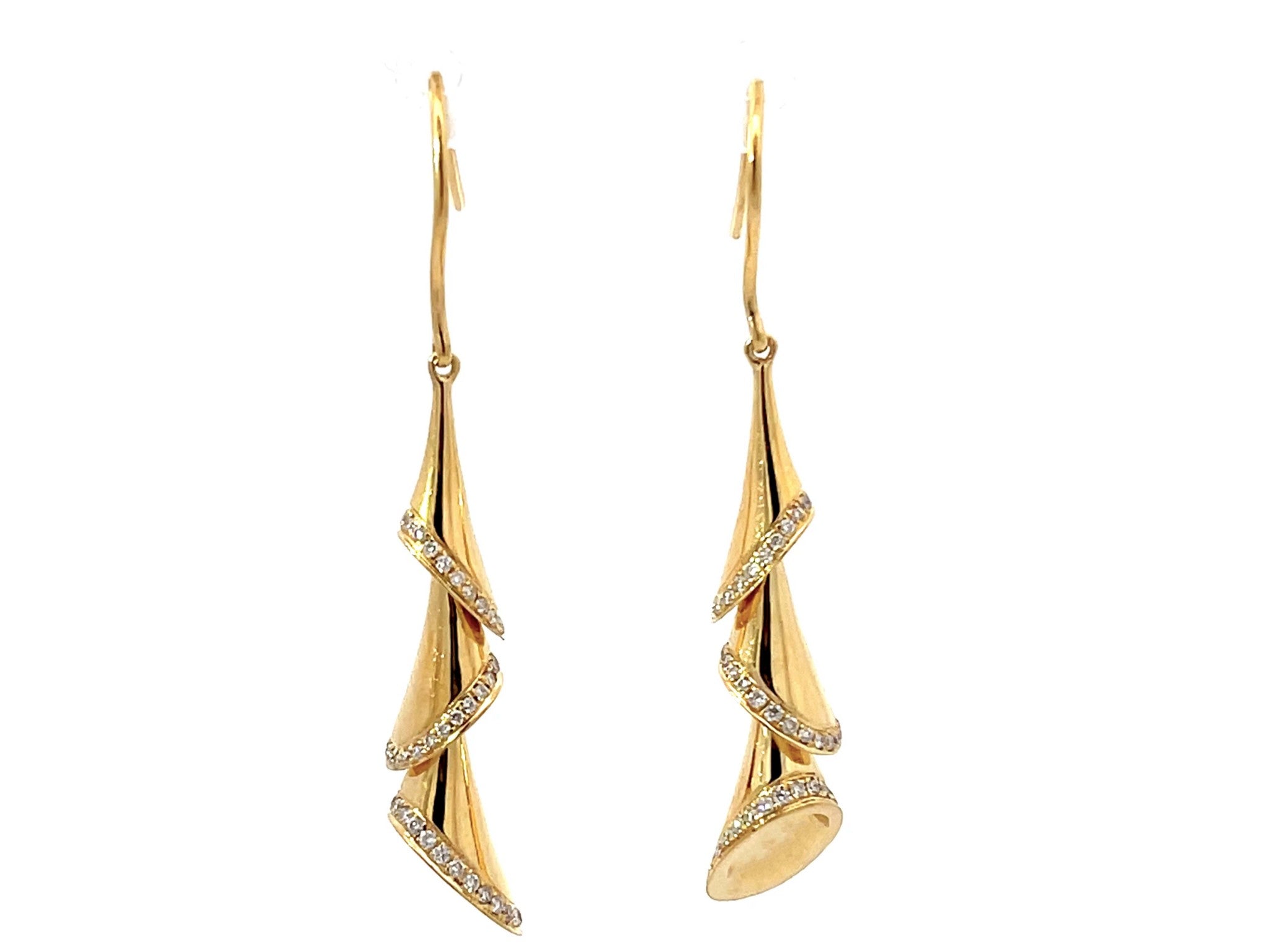 Gold Christmas Tree Diamond Earrings 18K Yellow Gold