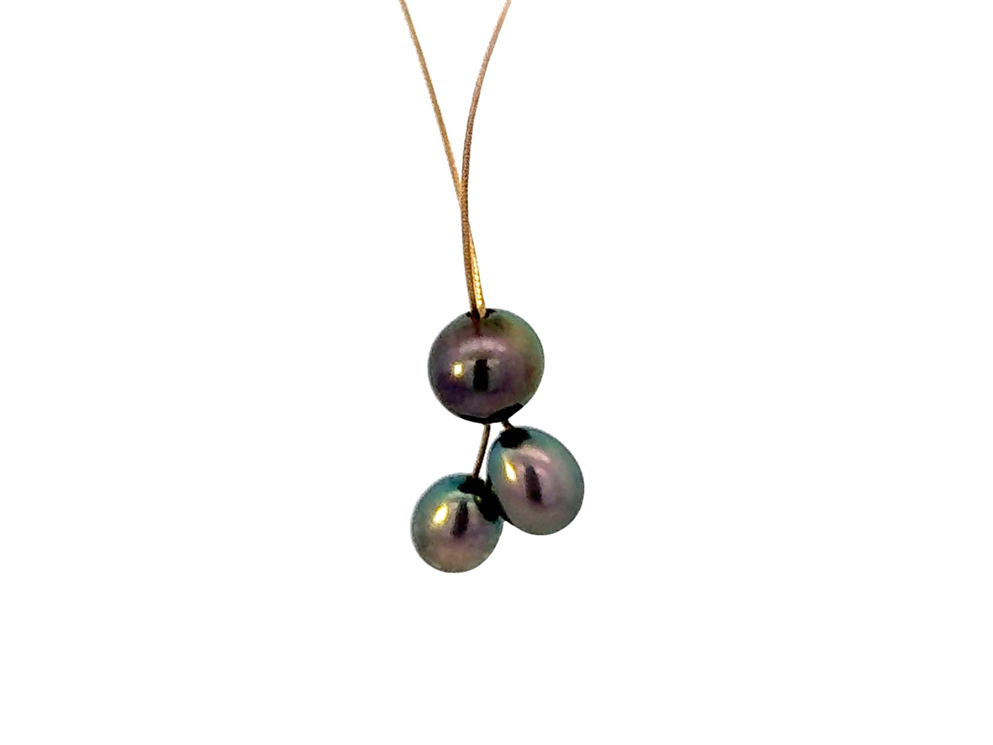 Triple Tahitian Pearl Necklace 14K Yellow Gold