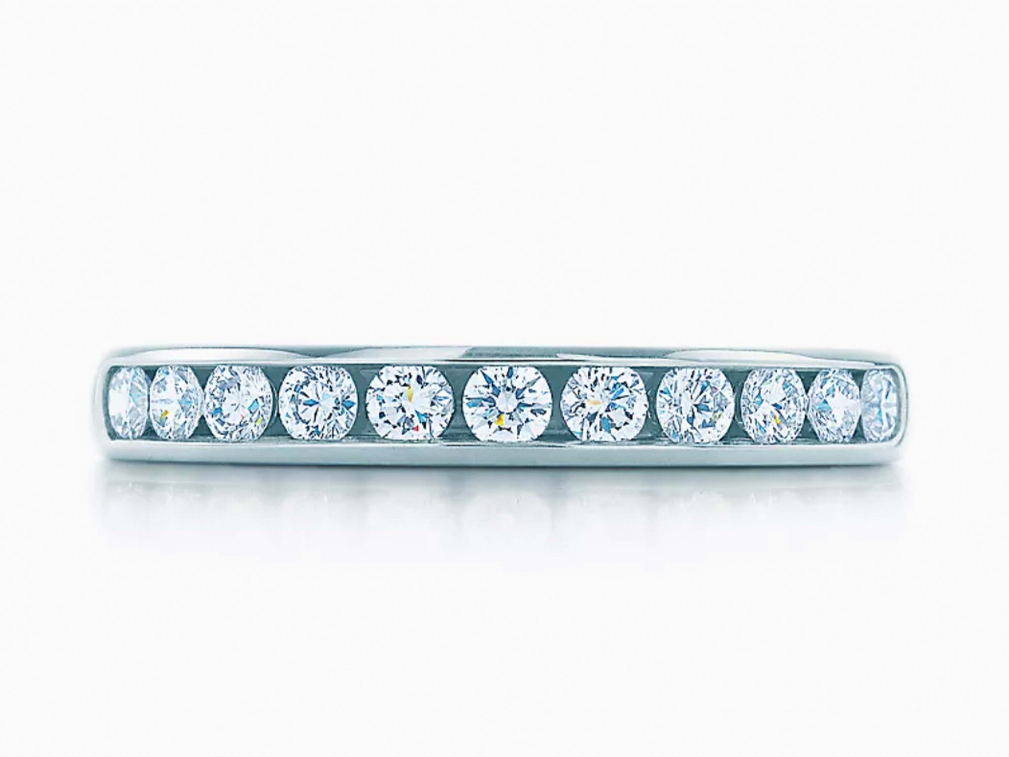 Tiffany & Co. Wedding Band in Platinum with a Half-circle of Diamonds, 3 mm