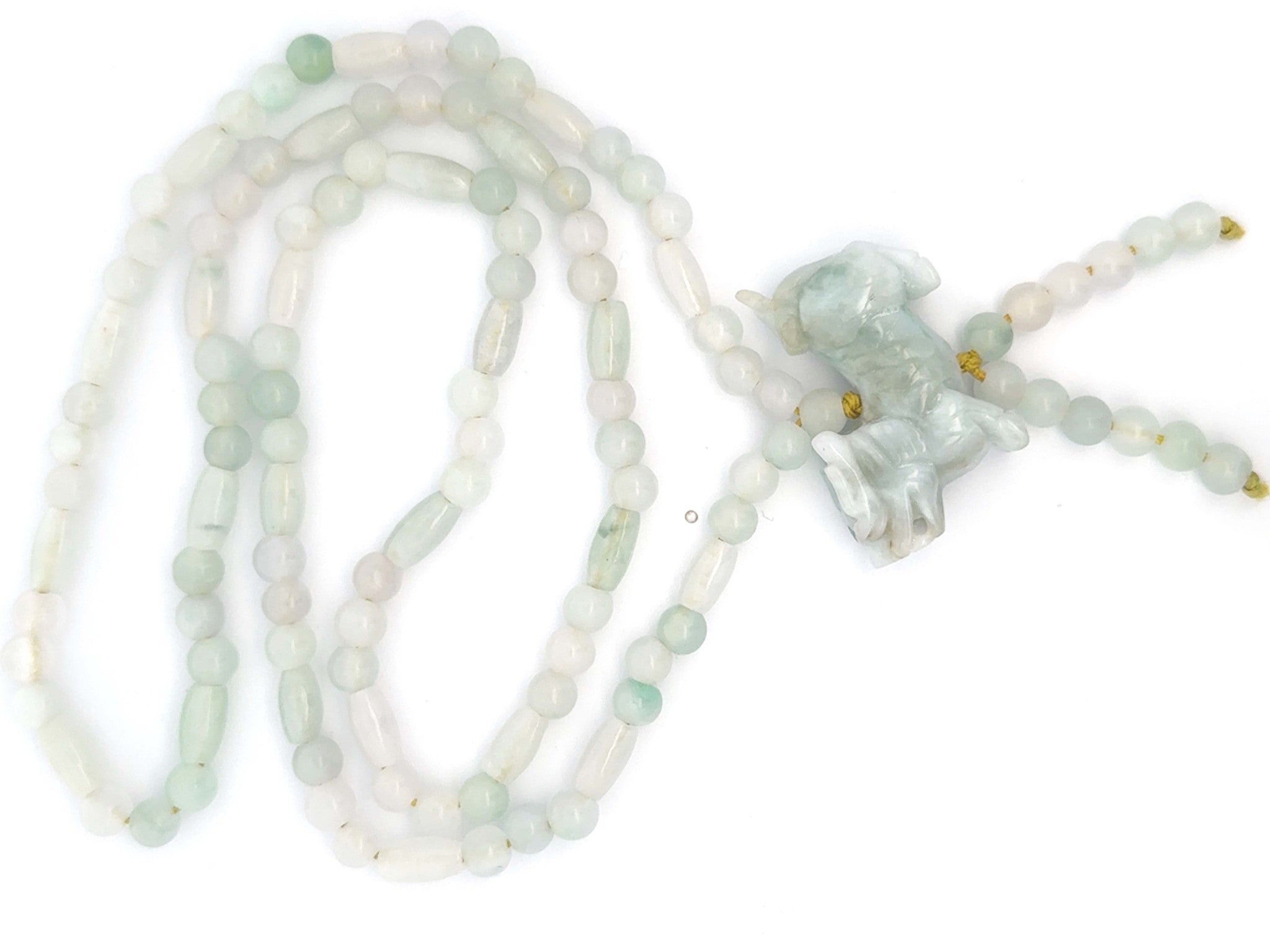 Phu Dog Light Green Jade Bead Strand Necklace