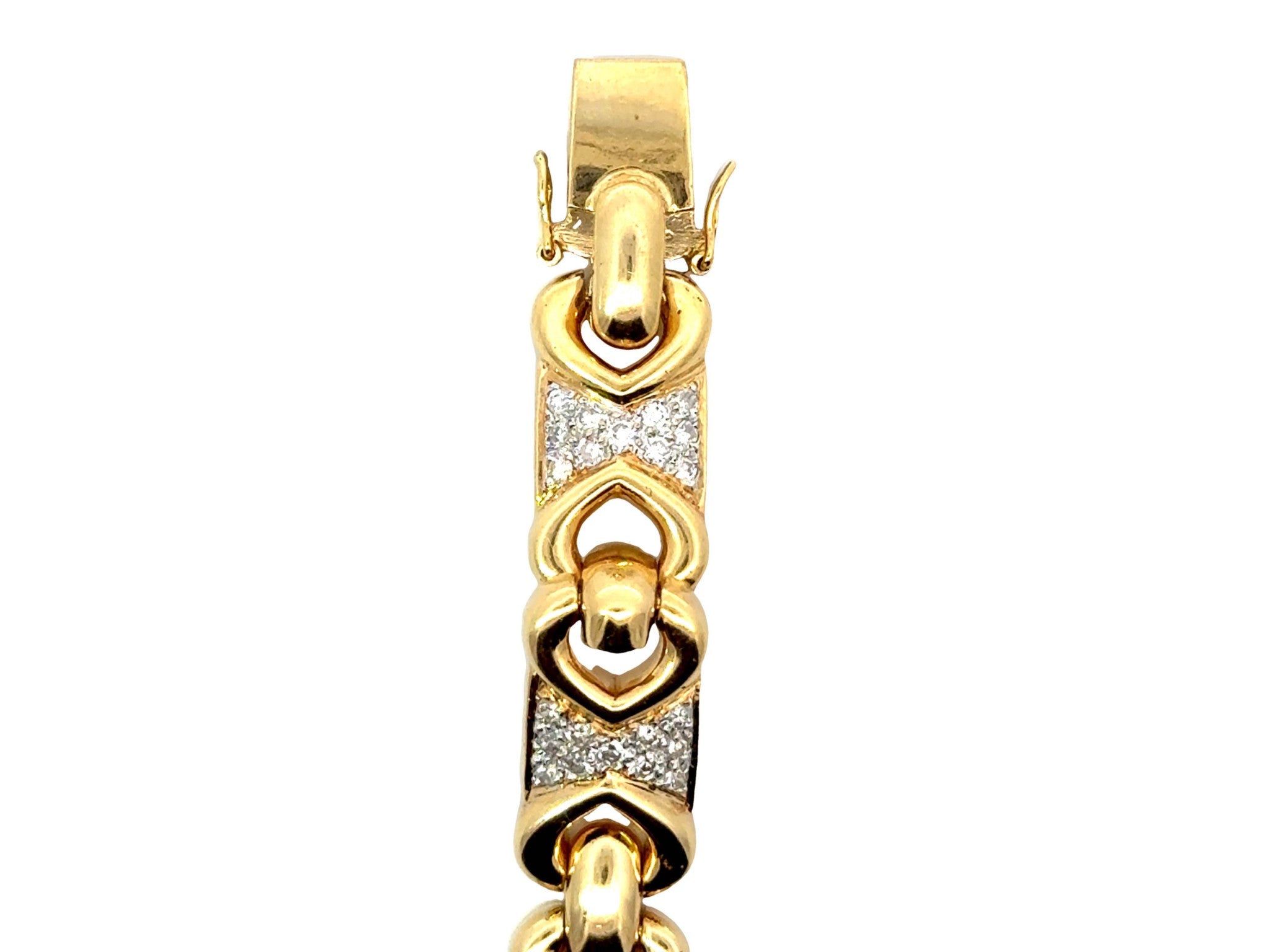 Diamond Heart Sectional Bracelet 18k Yellow Gold