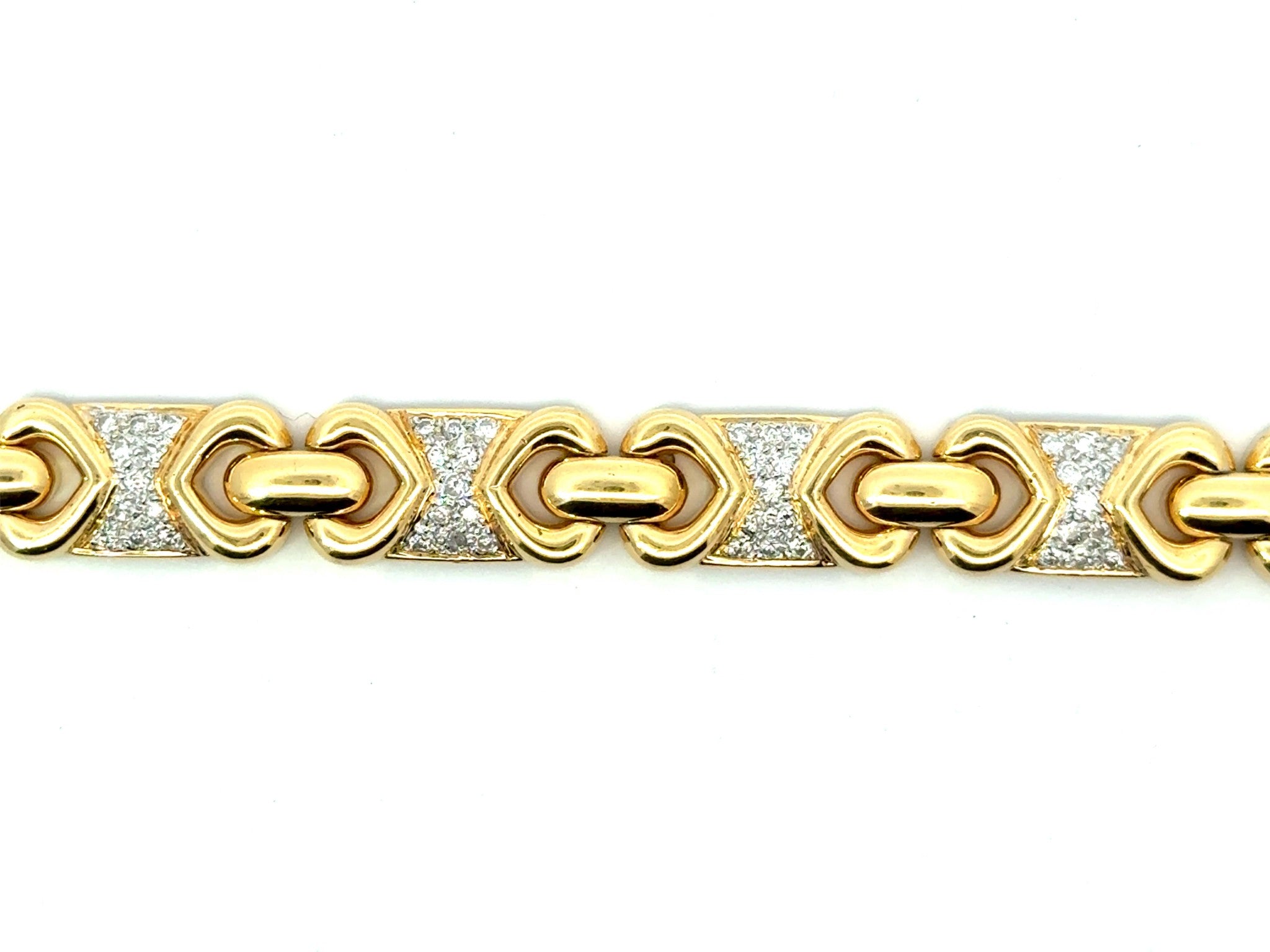 Diamond Heart Sectional Bracelet 18k Yellow Gold