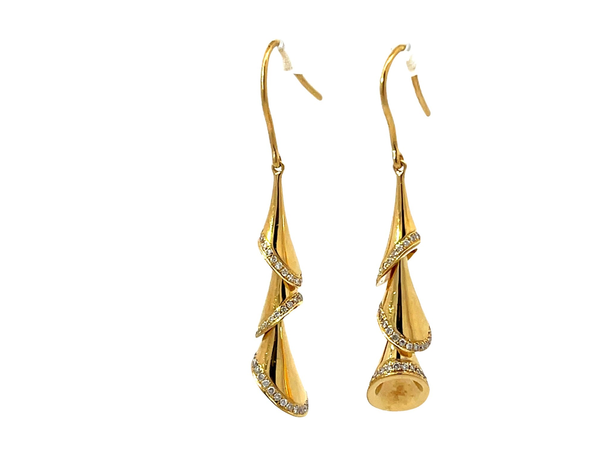 Gold Christmas Tree Diamond Earrings 18K Yellow Gold