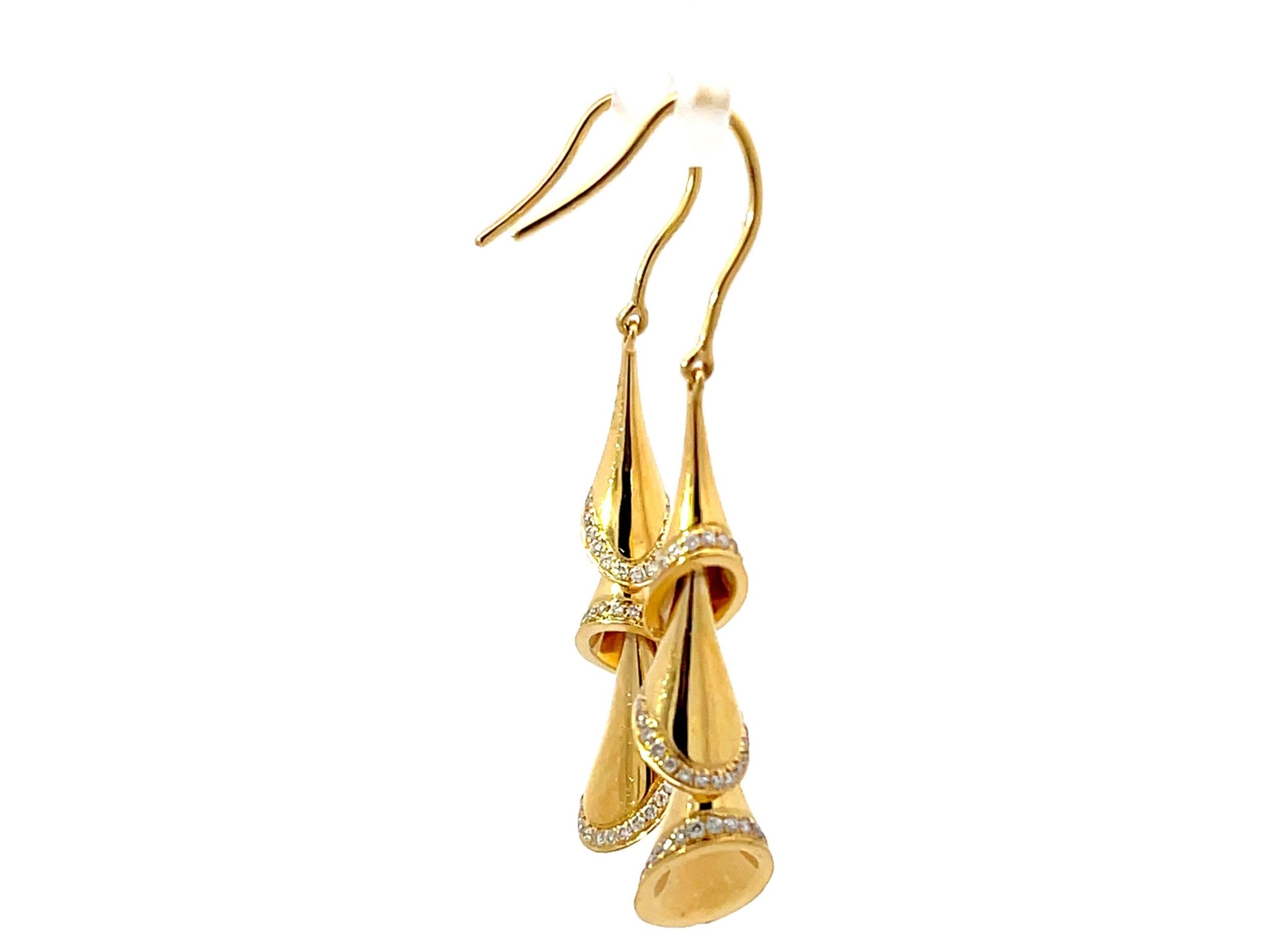 Gold Christmas Tree Diamond Earrings 18K Yellow Gold