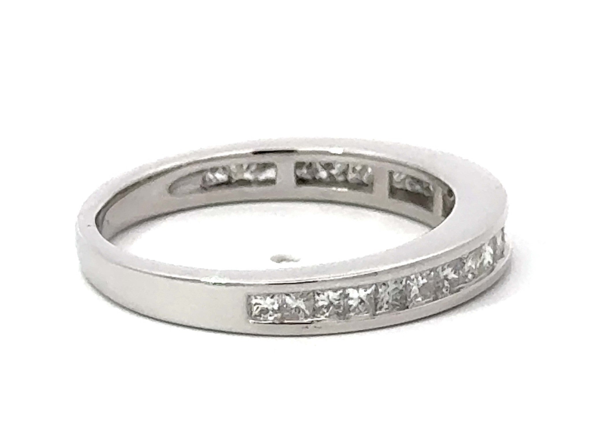 Princess Cut Channel Set Diamond Band Ring 14k White Gold