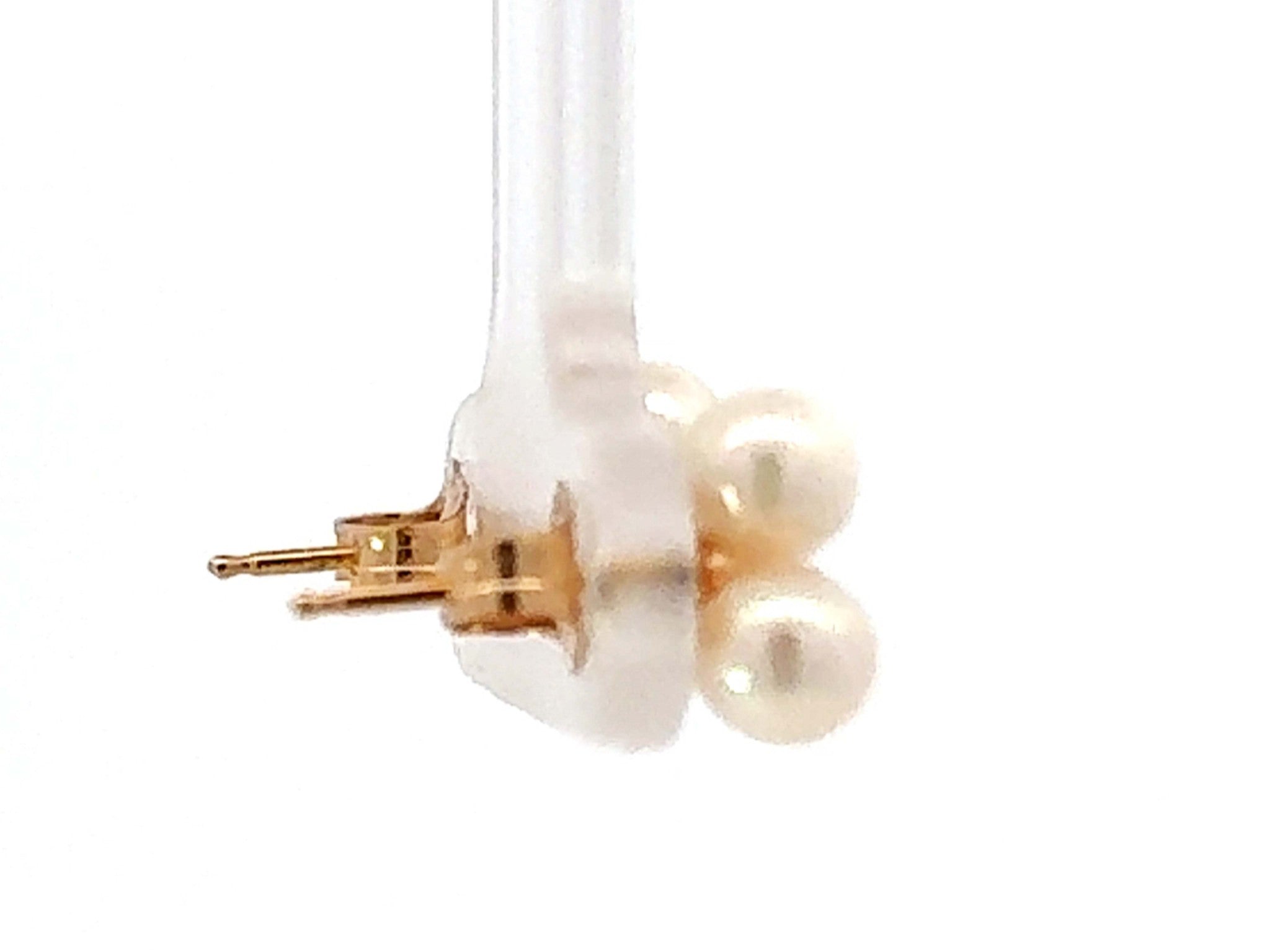 3 Cultured Pearl Stud Earrings 10K Yellow Gold