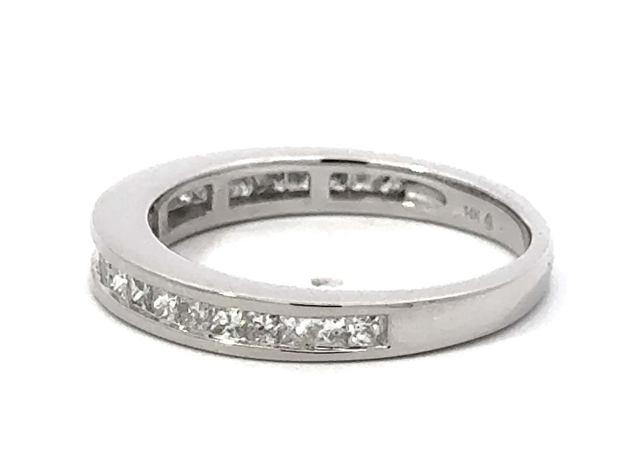 Princess Cut Channel Set Diamond Band Ring 14k White Gold