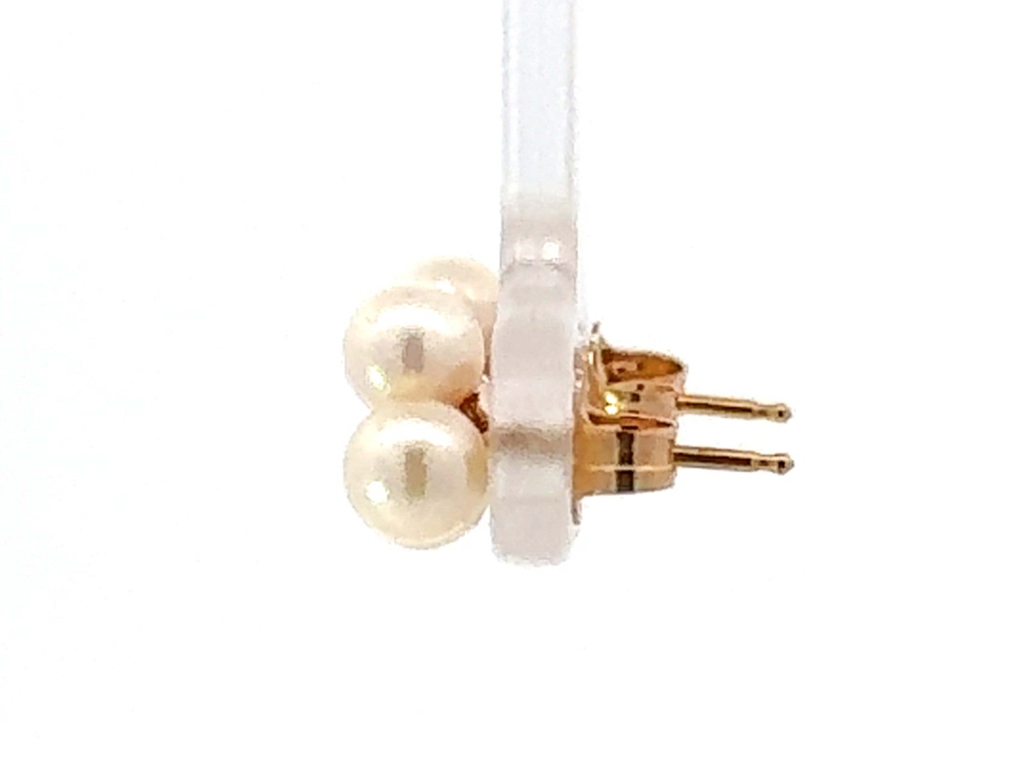 3 Cultured Pearl Stud Earrings 10K Yellow Gold