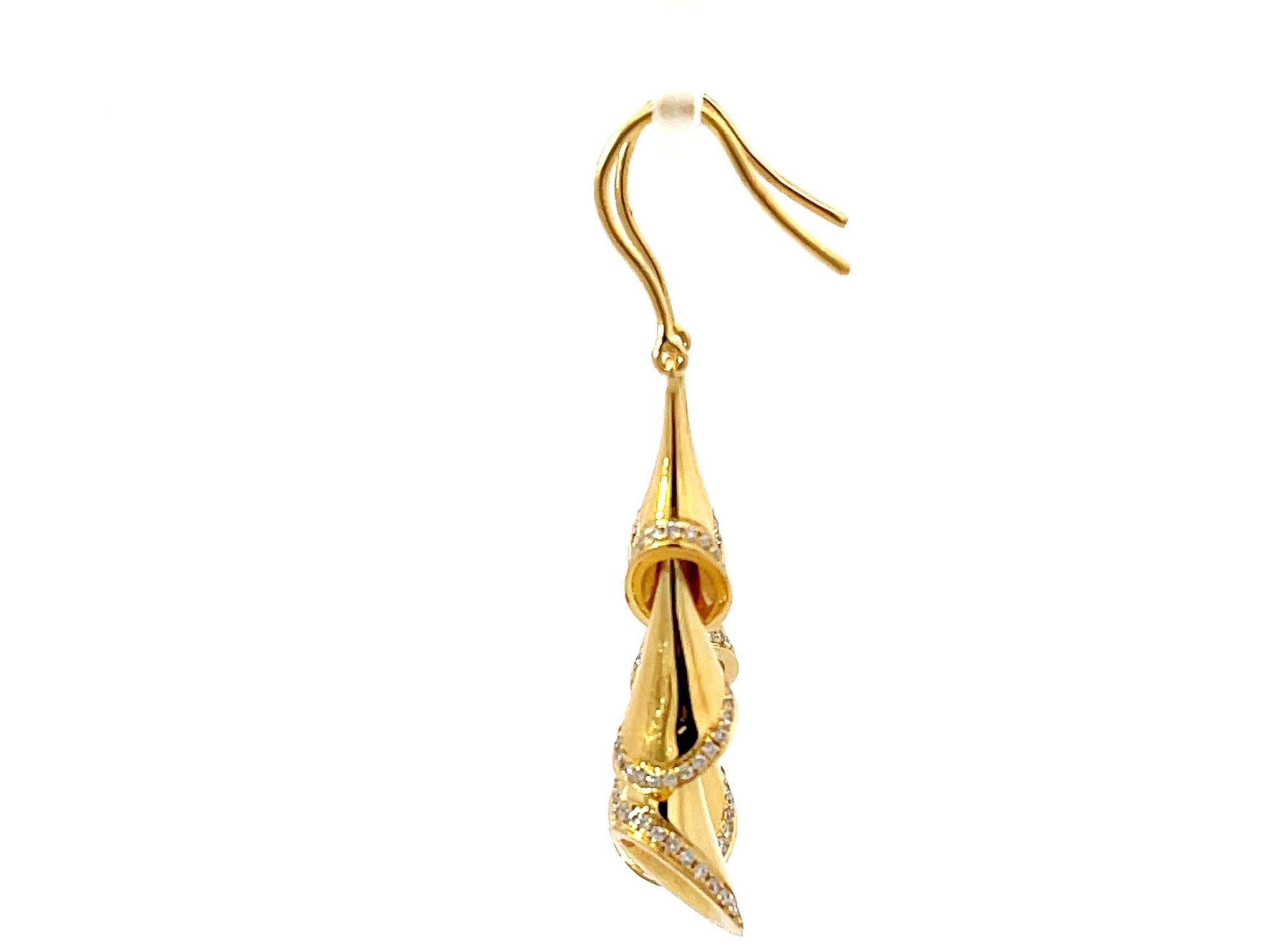 Gold Christmas Tree Diamond Earrings 18K Yellow Gold