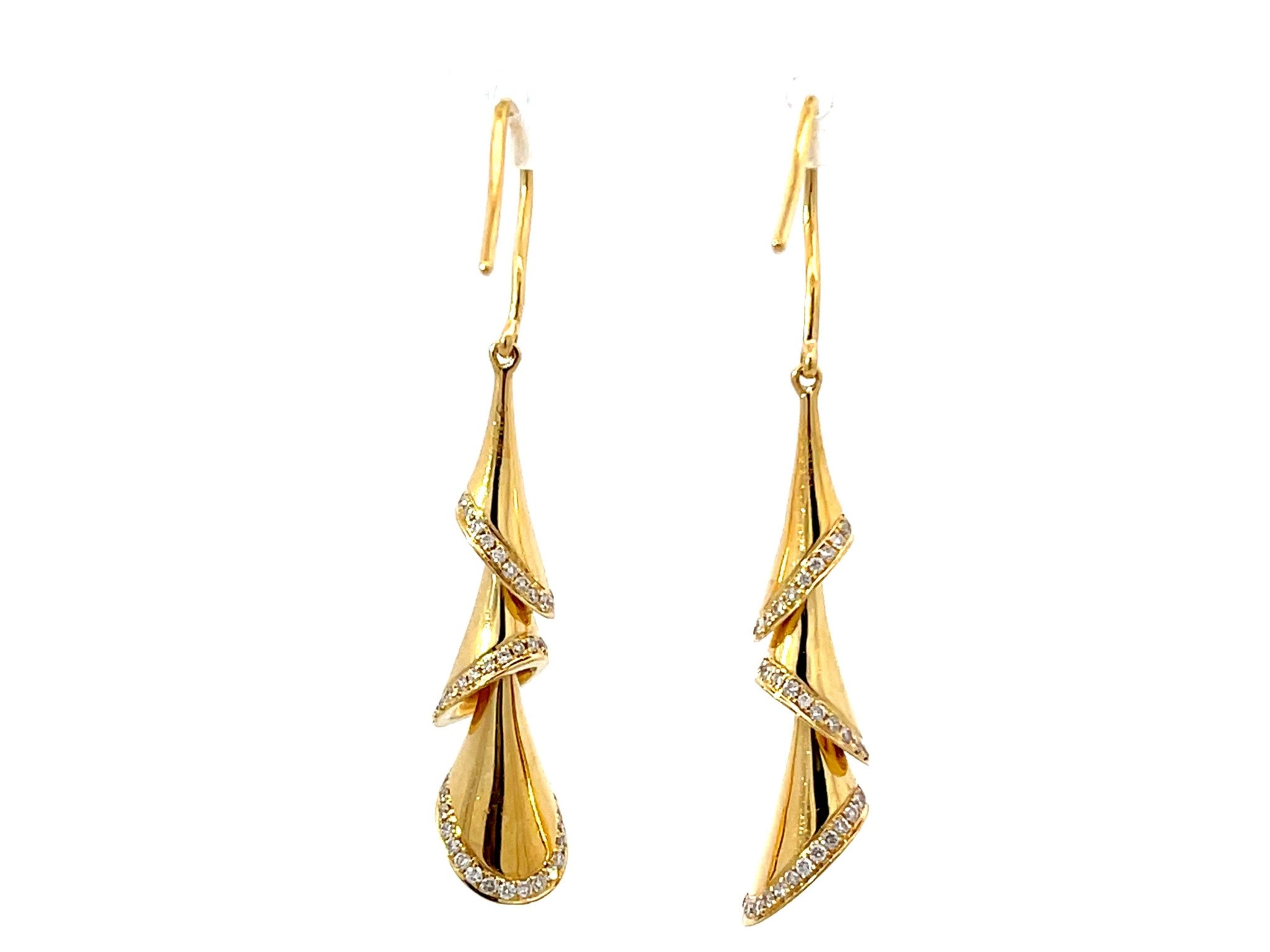 Gold Christmas Tree Diamond Earrings 18K Yellow Gold