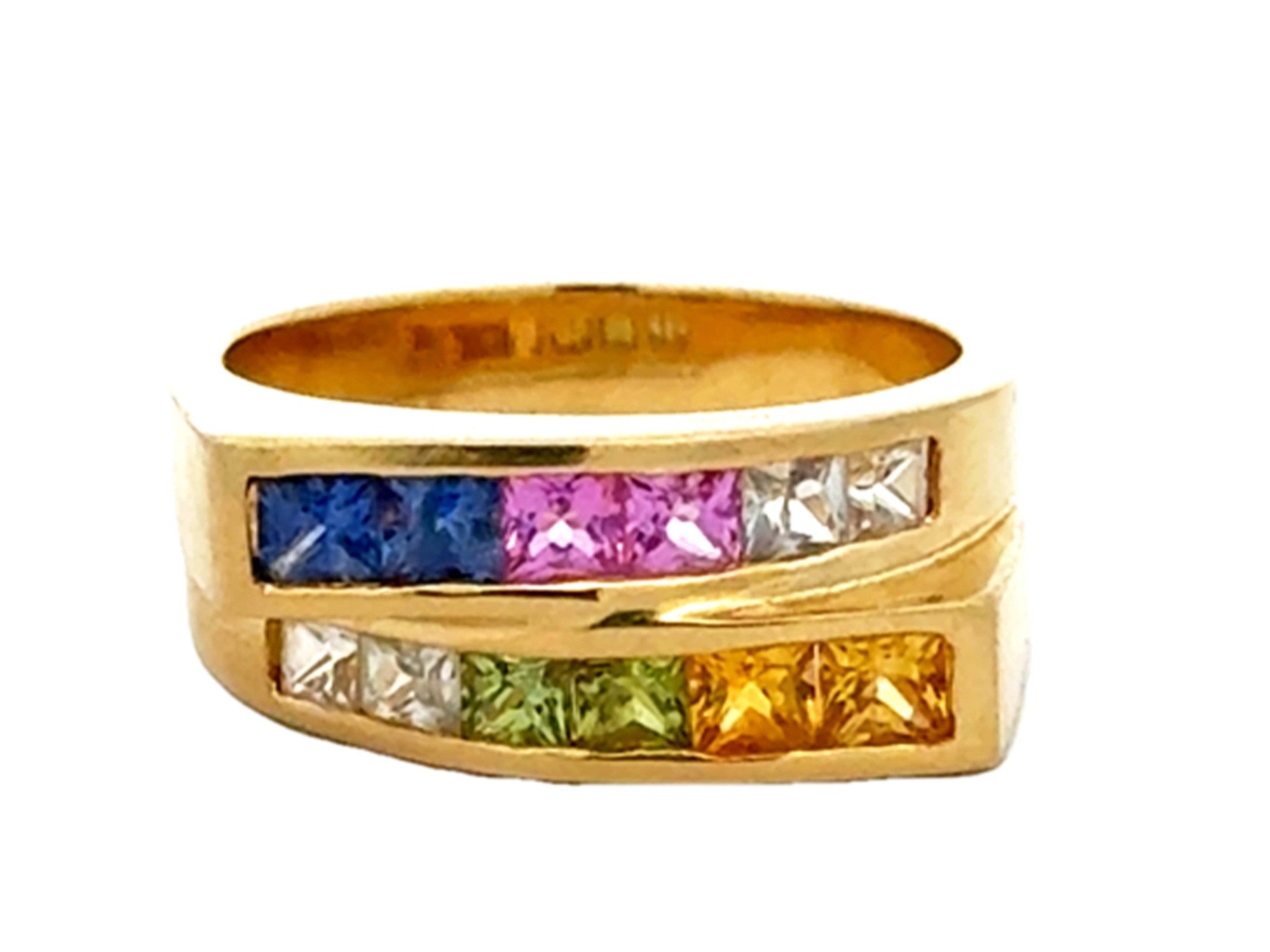 Rainbow Sapphire Ring 18k Yellow Gold