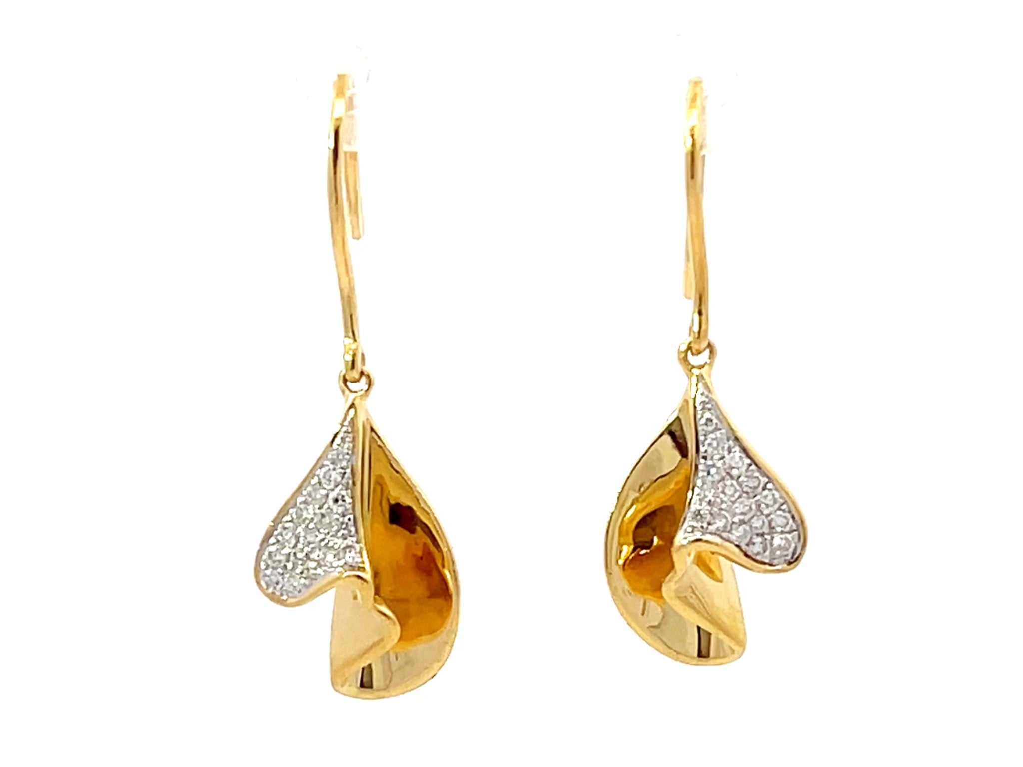 Dangly Gold Diamond Earrings 18K Yellow Gold