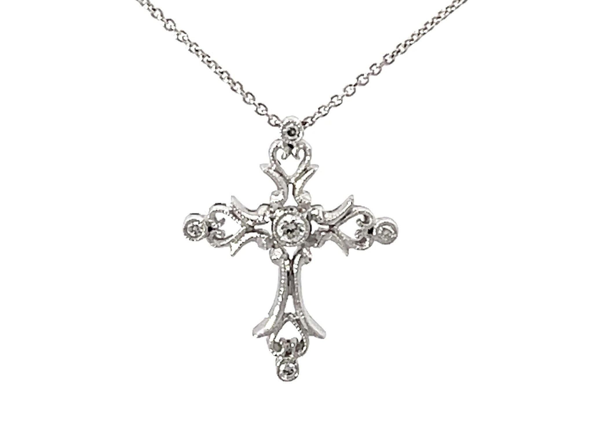 Beverley K Diamond Cross Necklace Solid White Gold