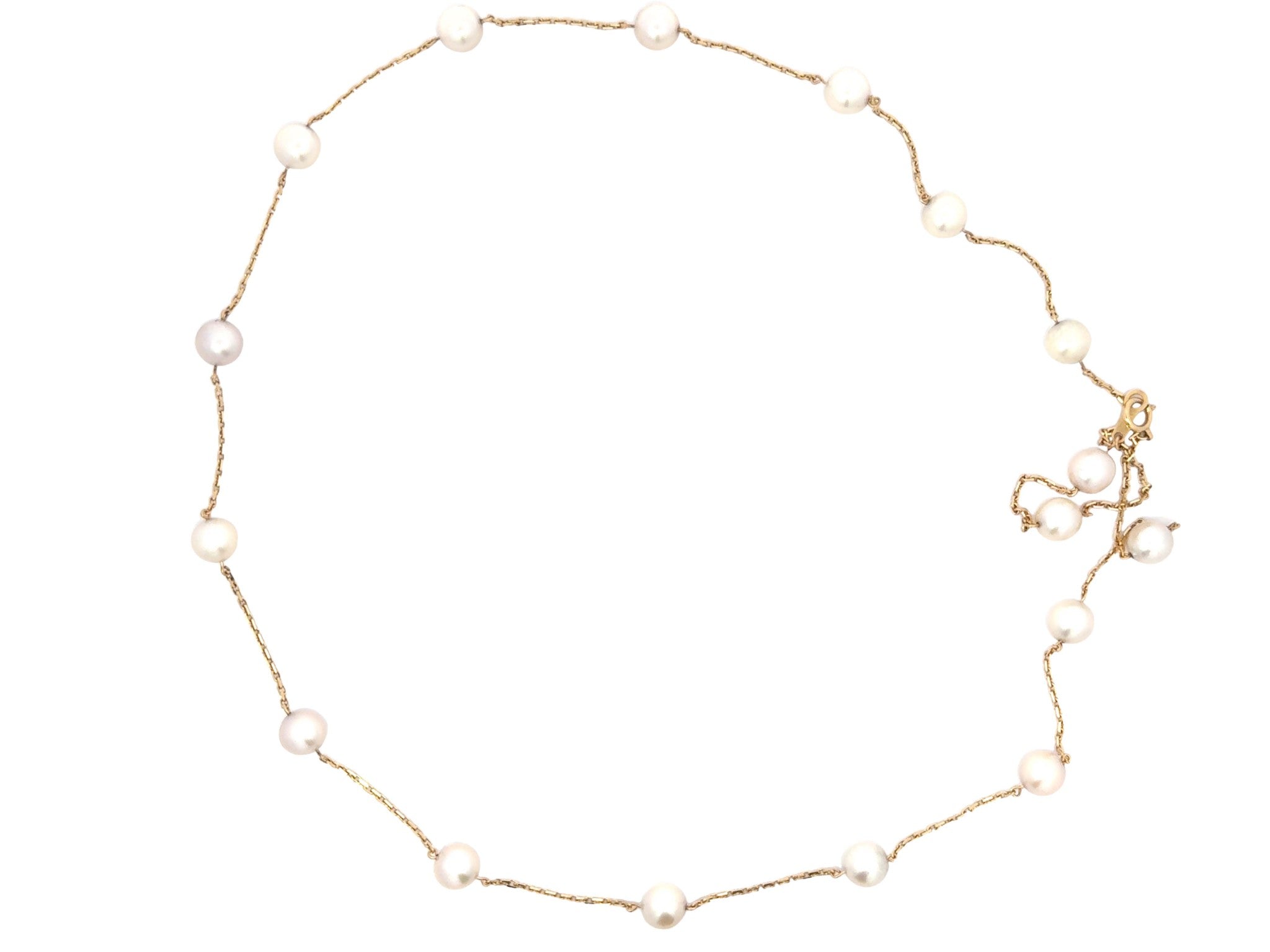 25" 17 Pearl Chain Necklace 18K Yellow Gold