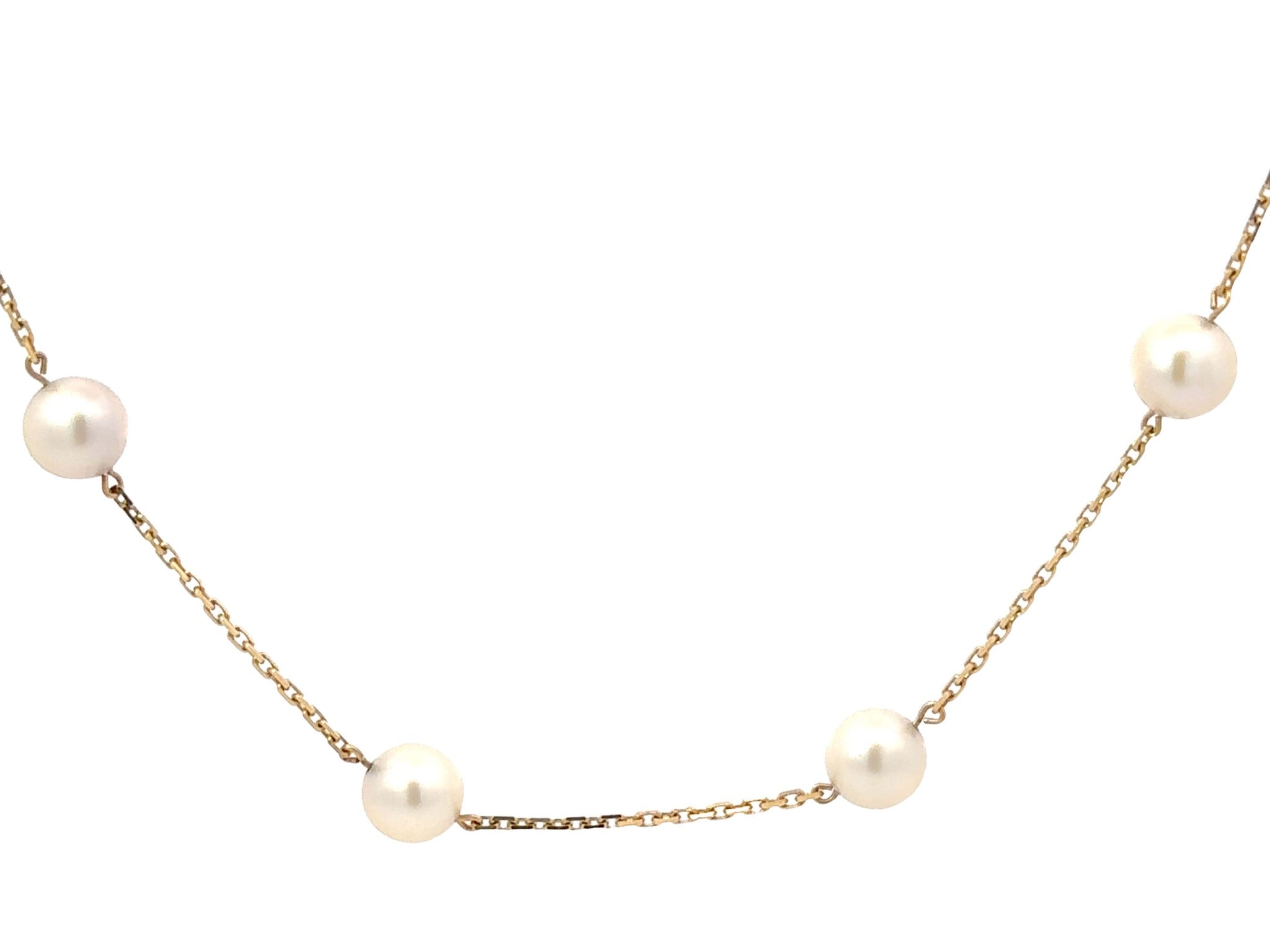 25" 17 Pearl Chain Necklace 18K Yellow Gold