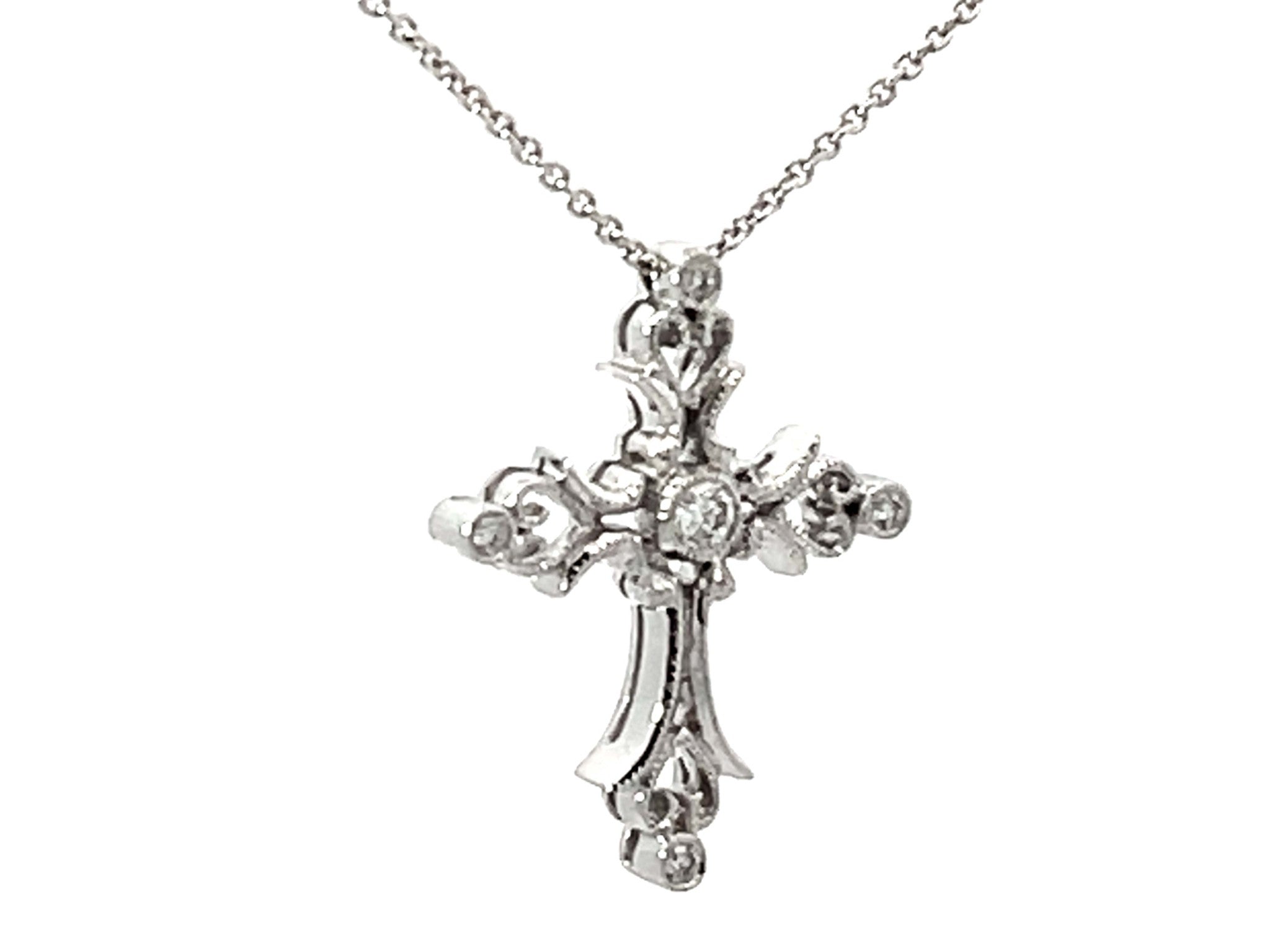 Beverley K Diamond Cross Necklace Solid White Gold