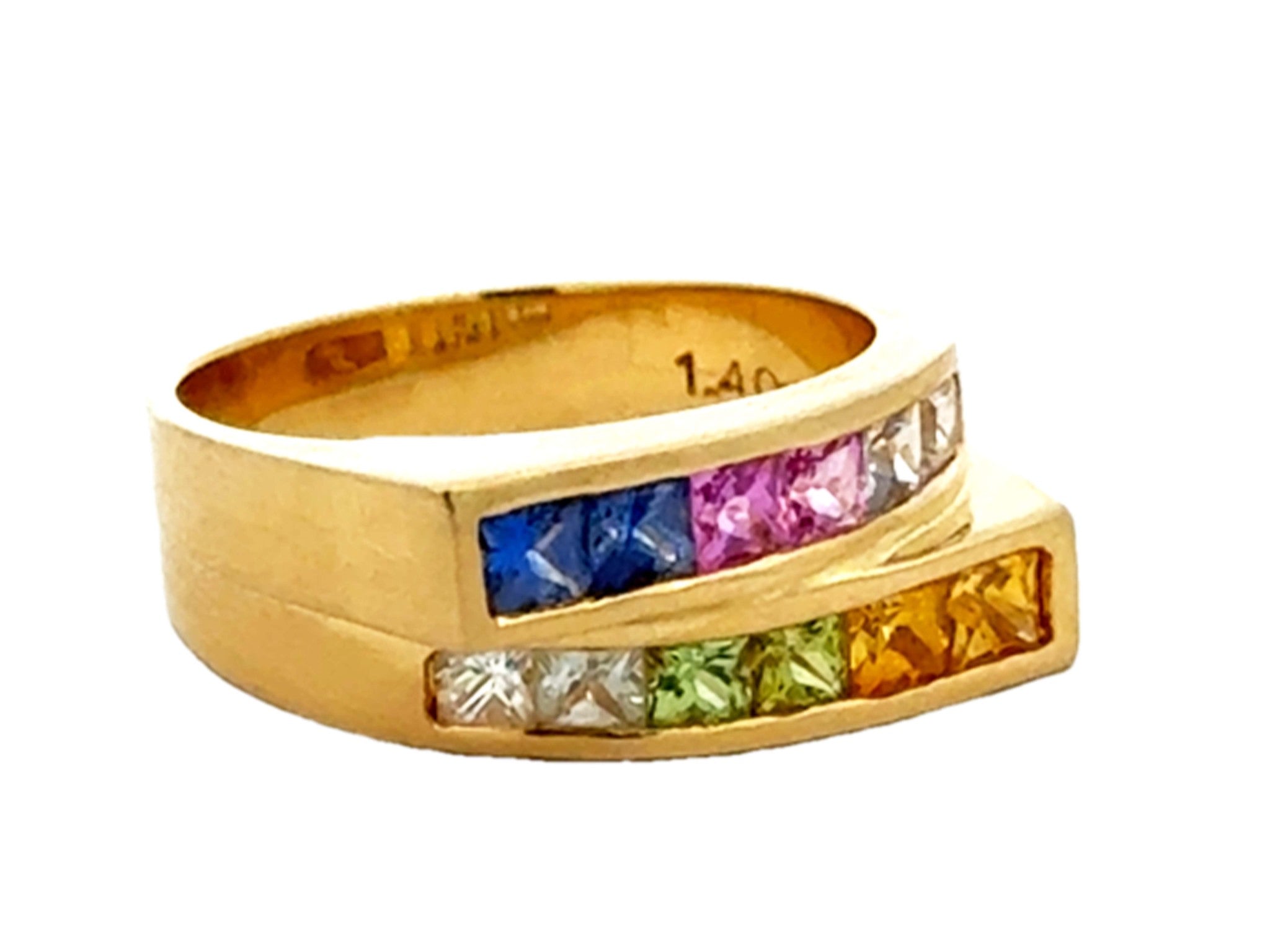 Rainbow Sapphire Ring 18k Yellow Gold