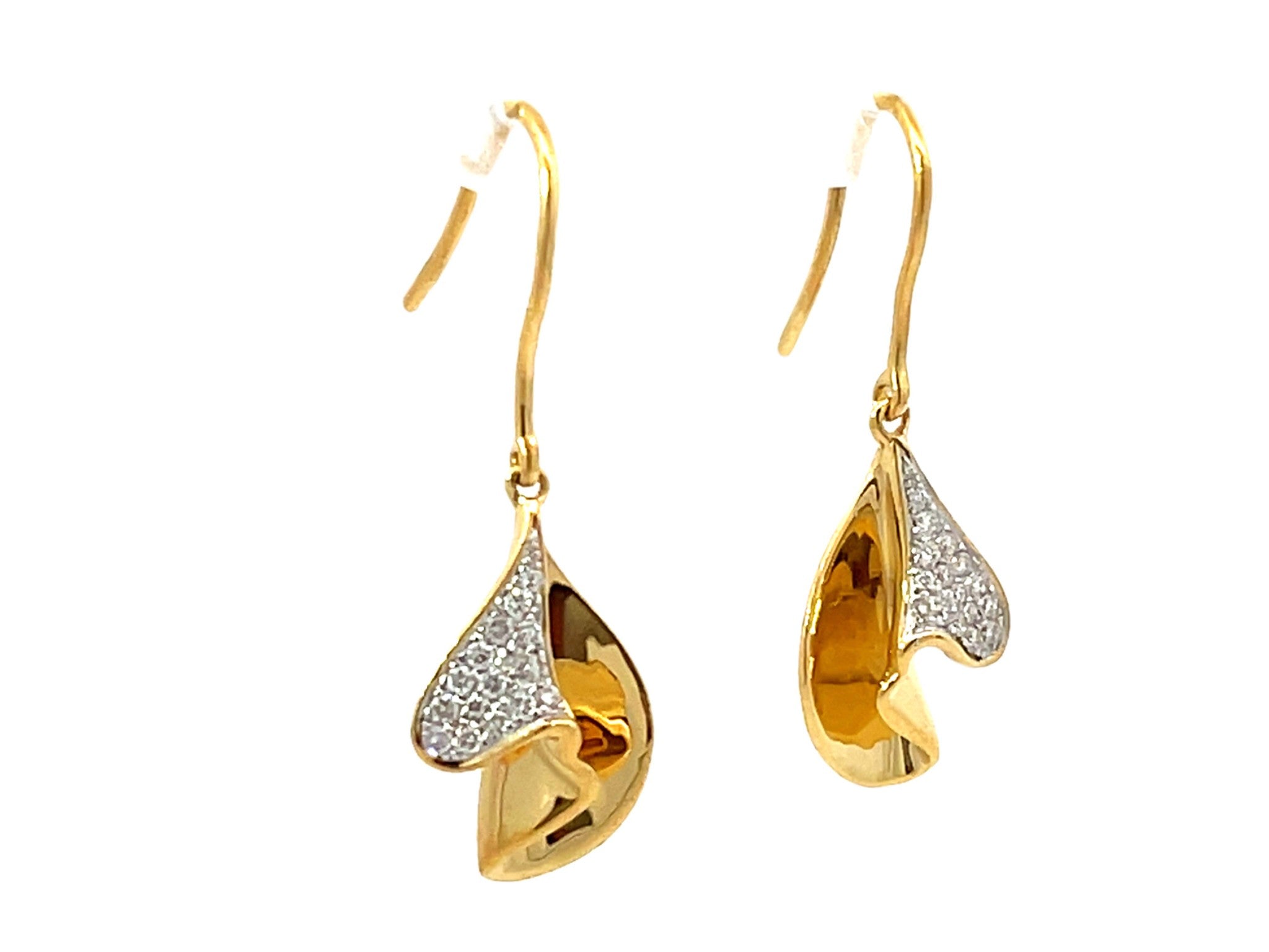 Dangly Gold Diamond Earrings 18K Yellow Gold