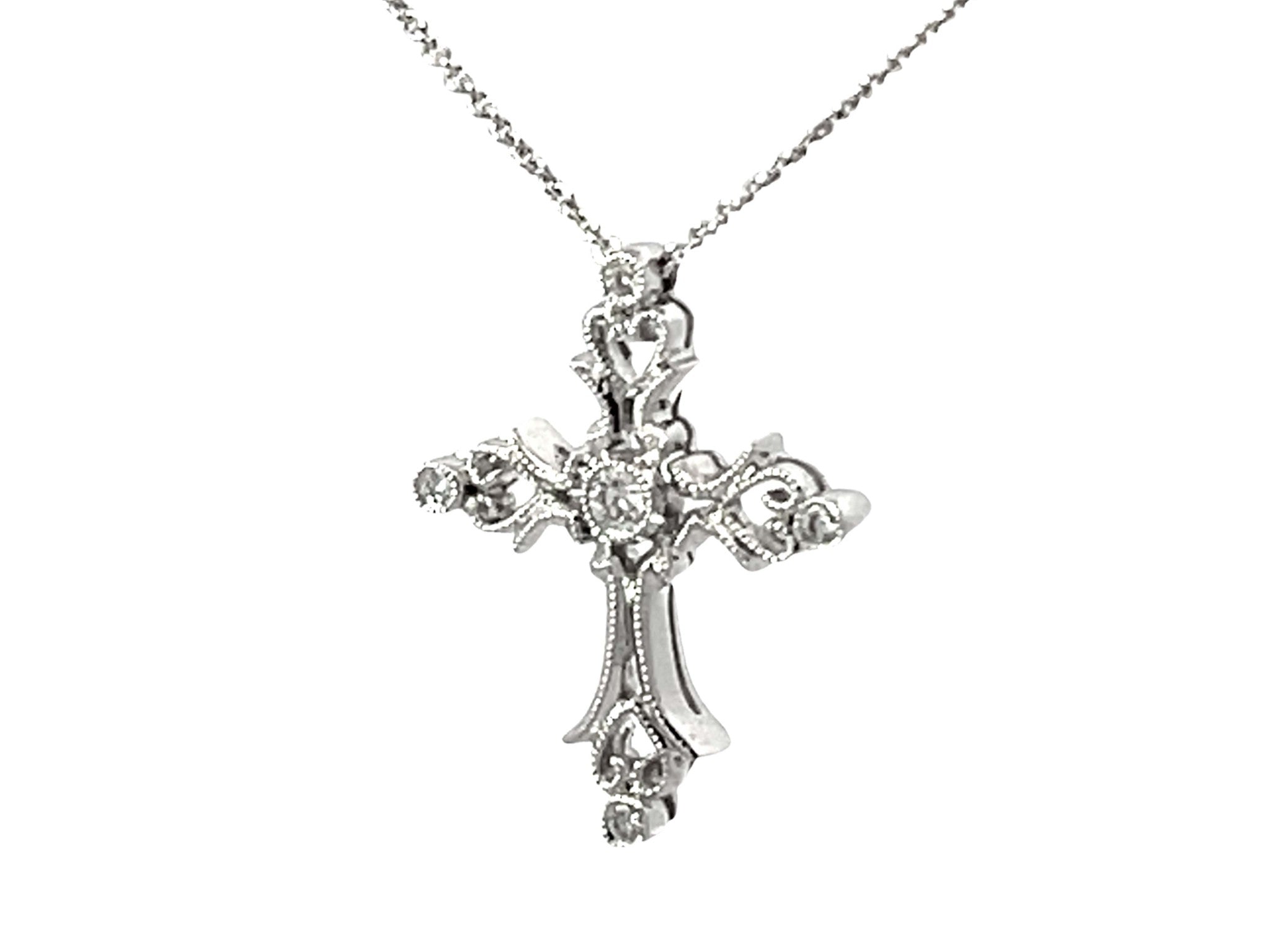 Beverley K Diamond Cross Necklace Solid White Gold