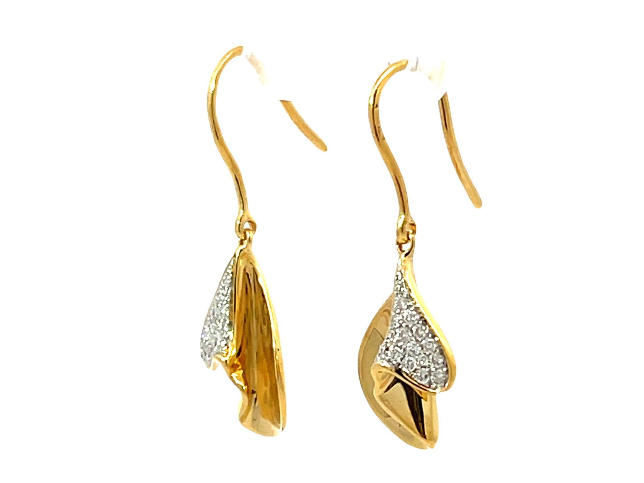 Dangly Gold Diamond Earrings 18K Yellow Gold