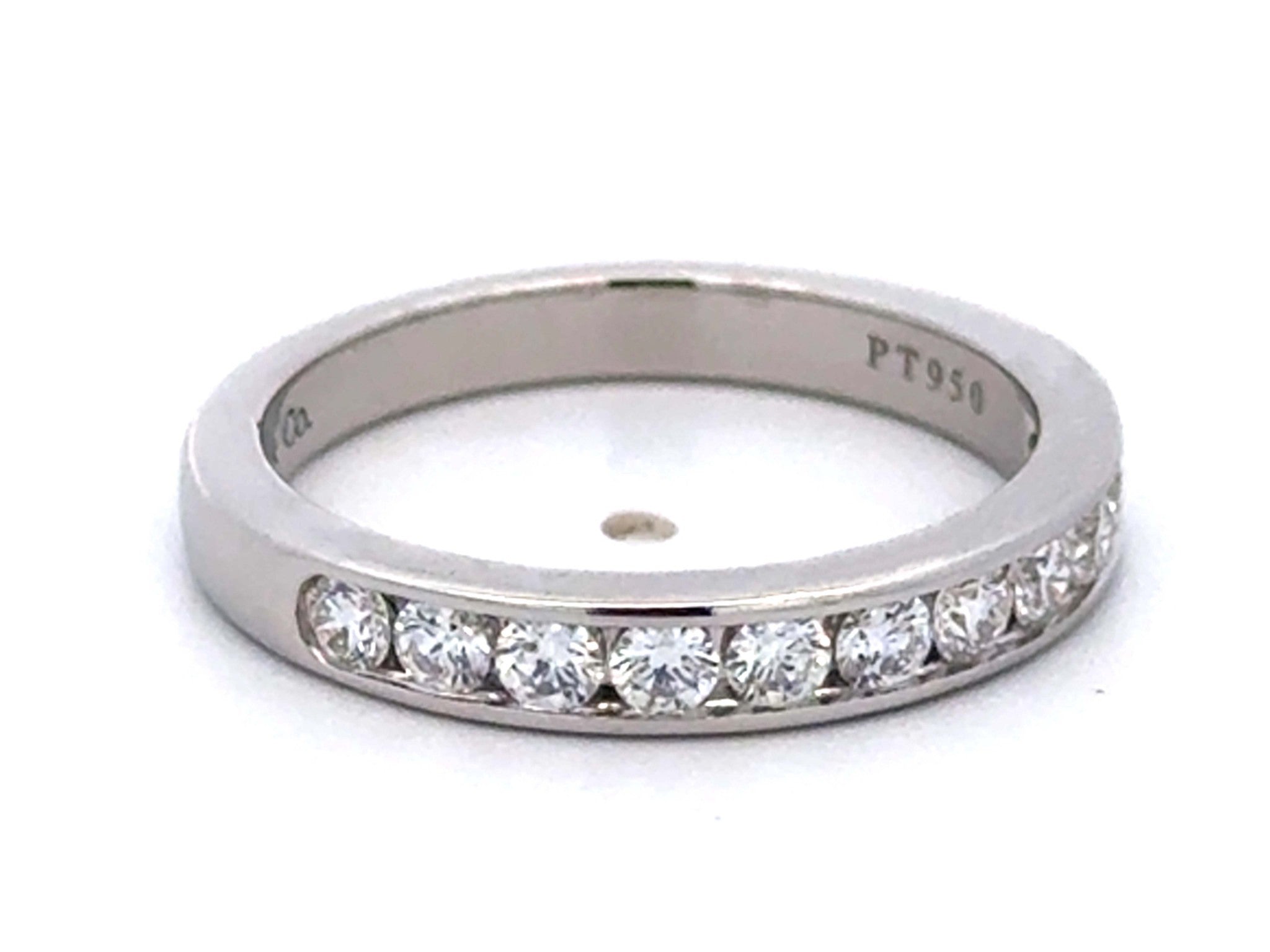 Tiffany & Co. Wedding Band in Platinum with a Half-circle of Diamonds, 3 mm