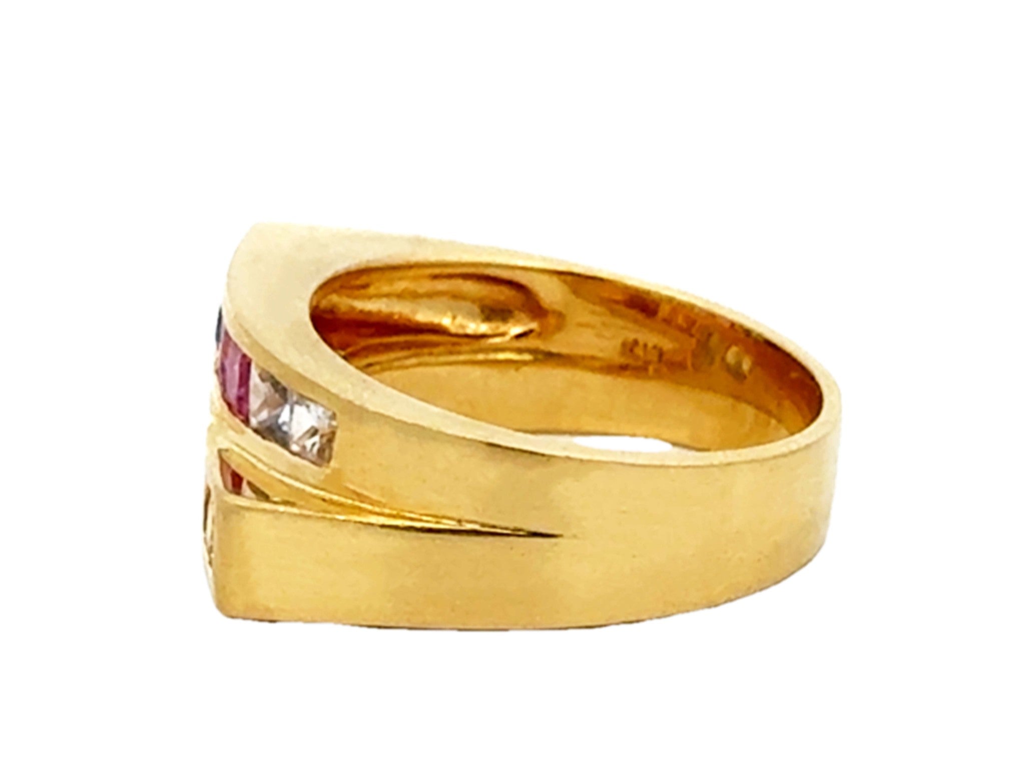 Rainbow Sapphire Ring 18k Yellow Gold