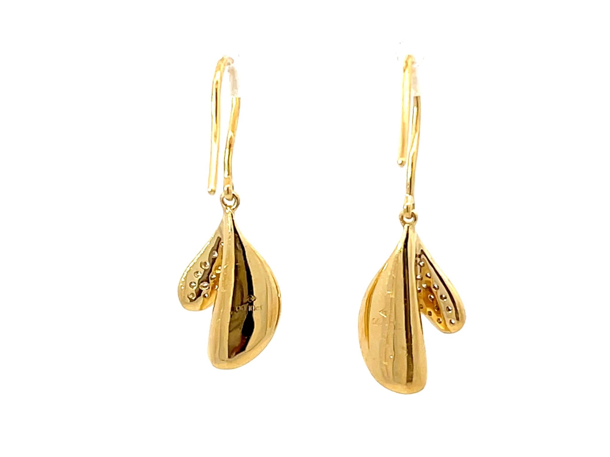 Dangly Gold Diamond Earrings 18K Yellow Gold