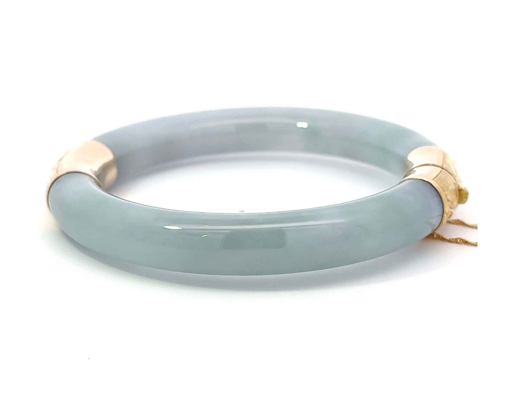 GIA Natural Jadeite Jade Hinged Bangle 14K Gold