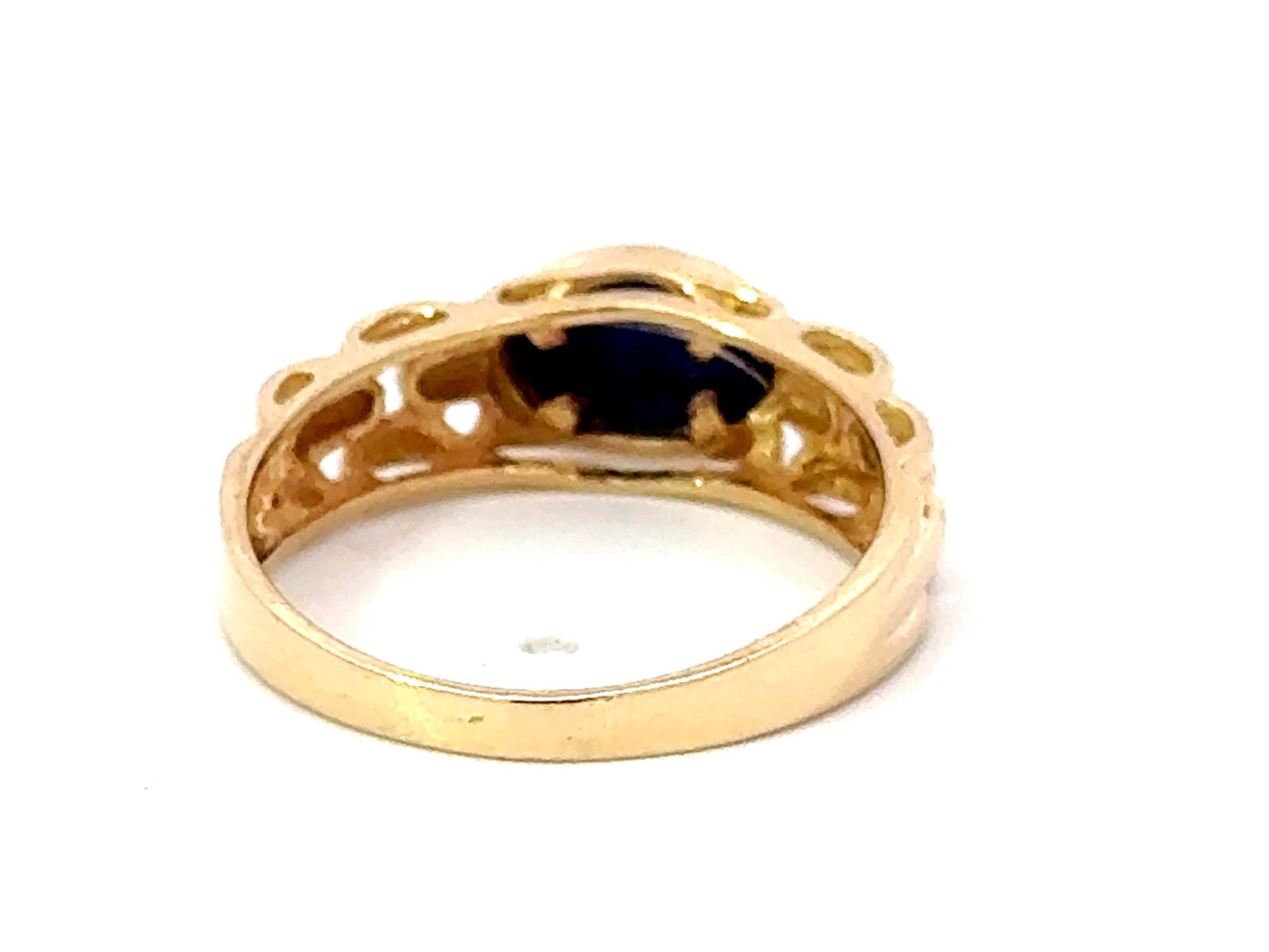 Oval Lapis Lazuli Band Ring 14k Yellow Gold