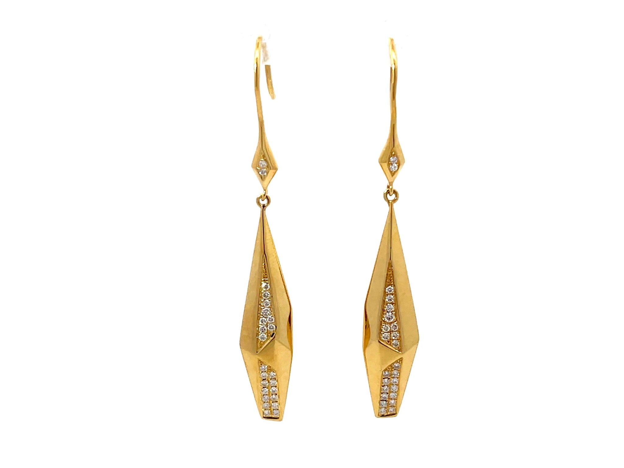 Dangly Gold Diamond Earrings 18k Yellow Gold