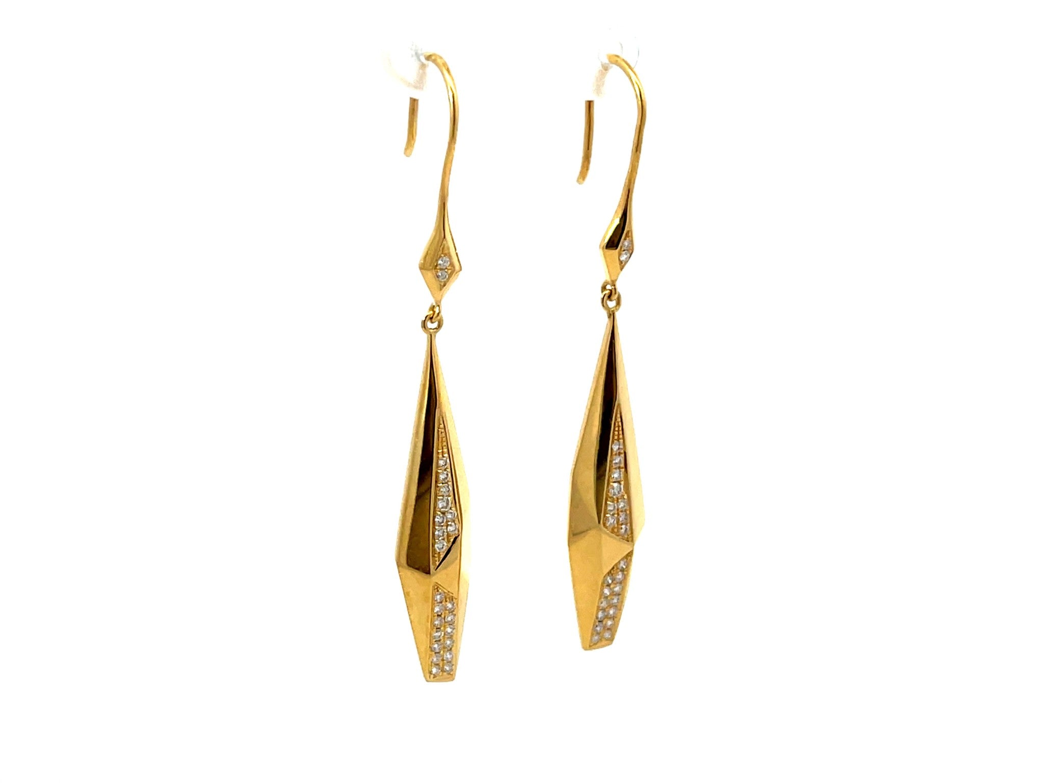 Dangly Gold Diamond Earrings 18k Yellow Gold