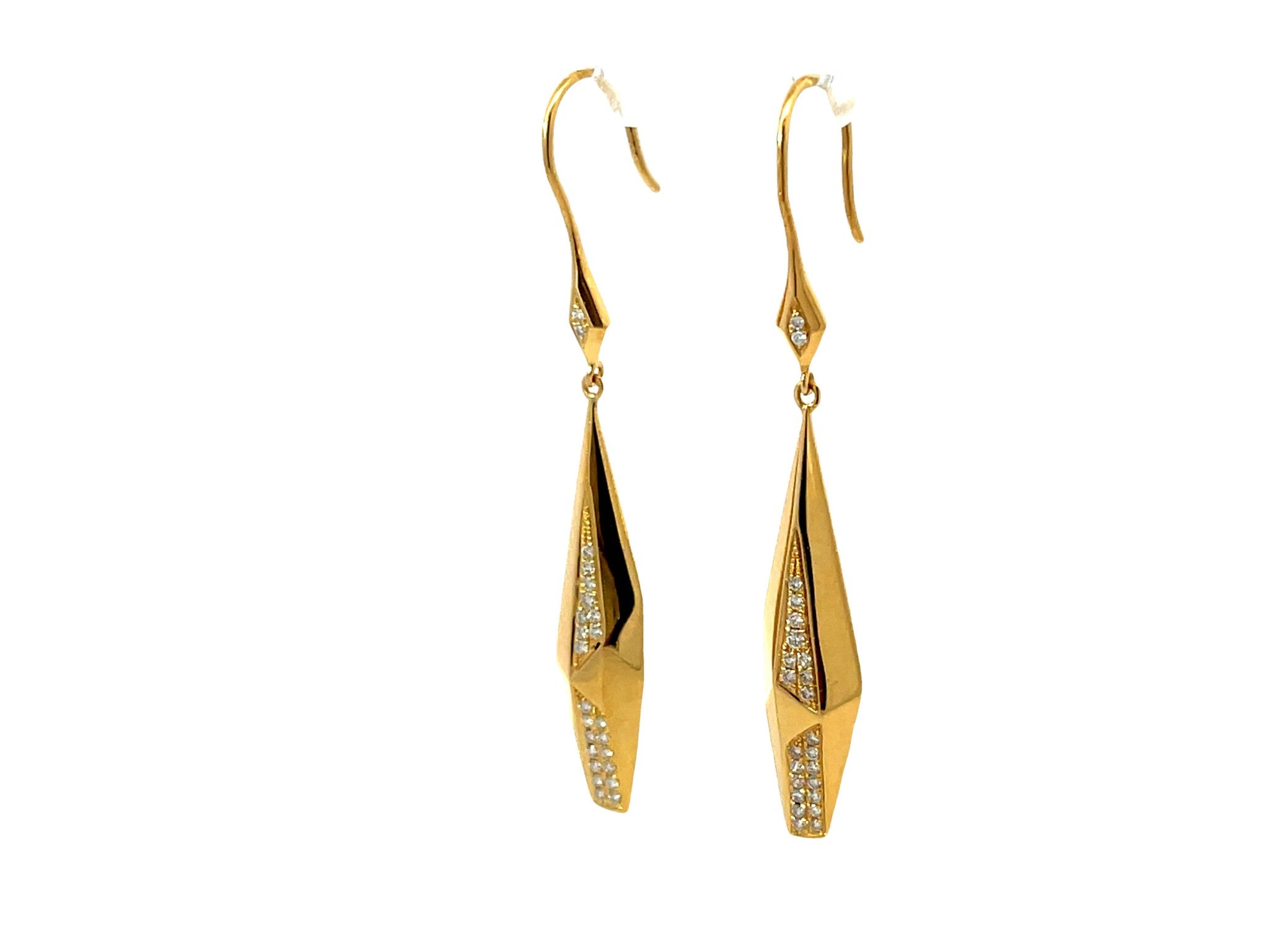 Dangly Gold Diamond Earrings 18k Yellow Gold