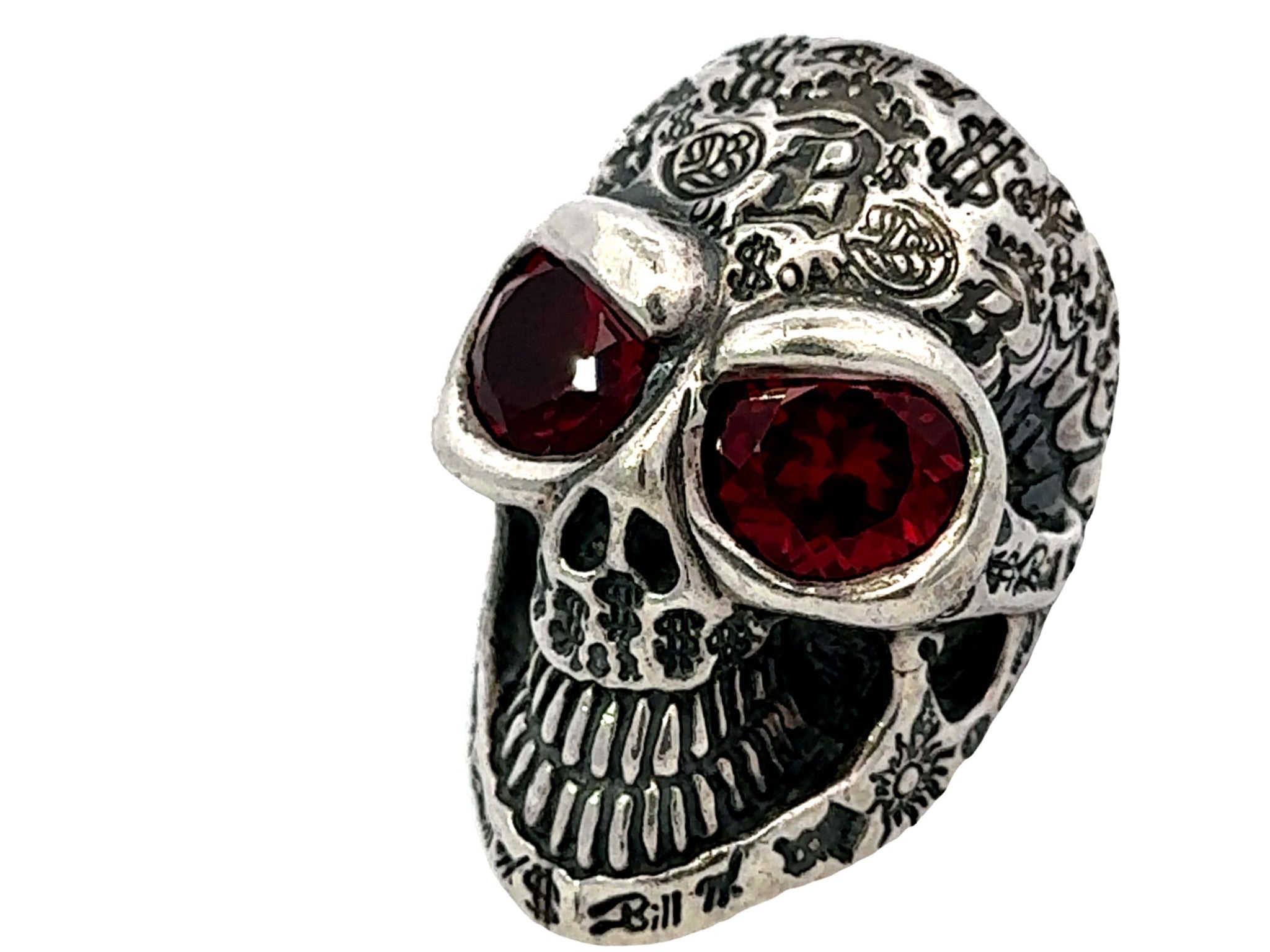 BWL Bill Wall Graffiti Master Skull Red Eyes Sterling Silver Ring