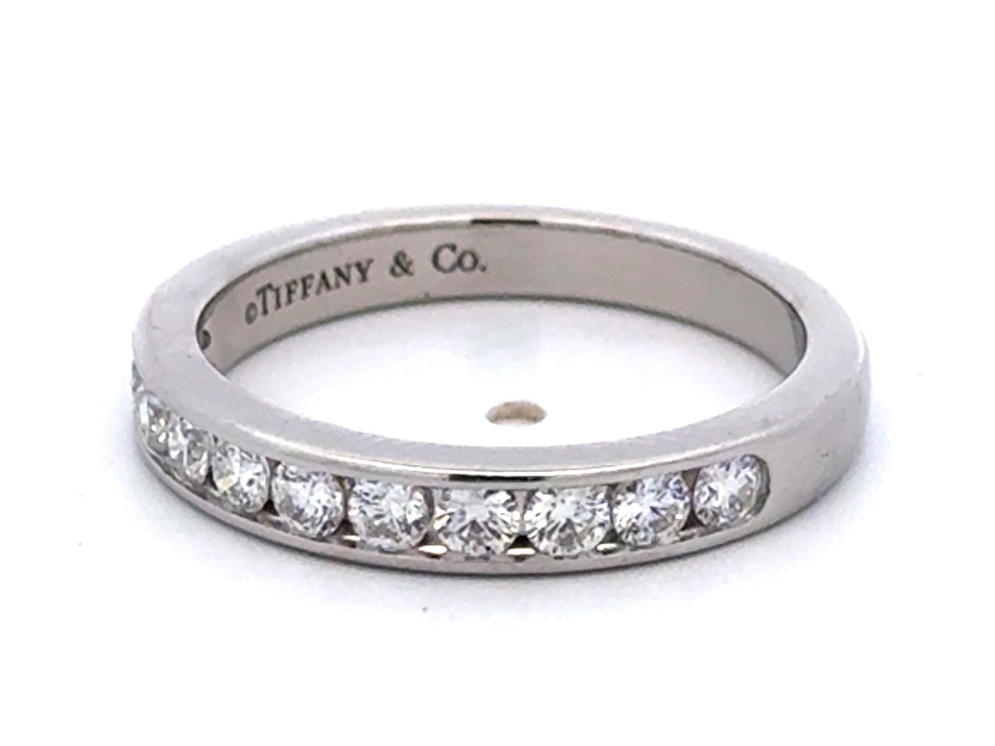 Tiffany & Co. Wedding Band in Platinum with a Half-circle of Diamonds, 3 mm