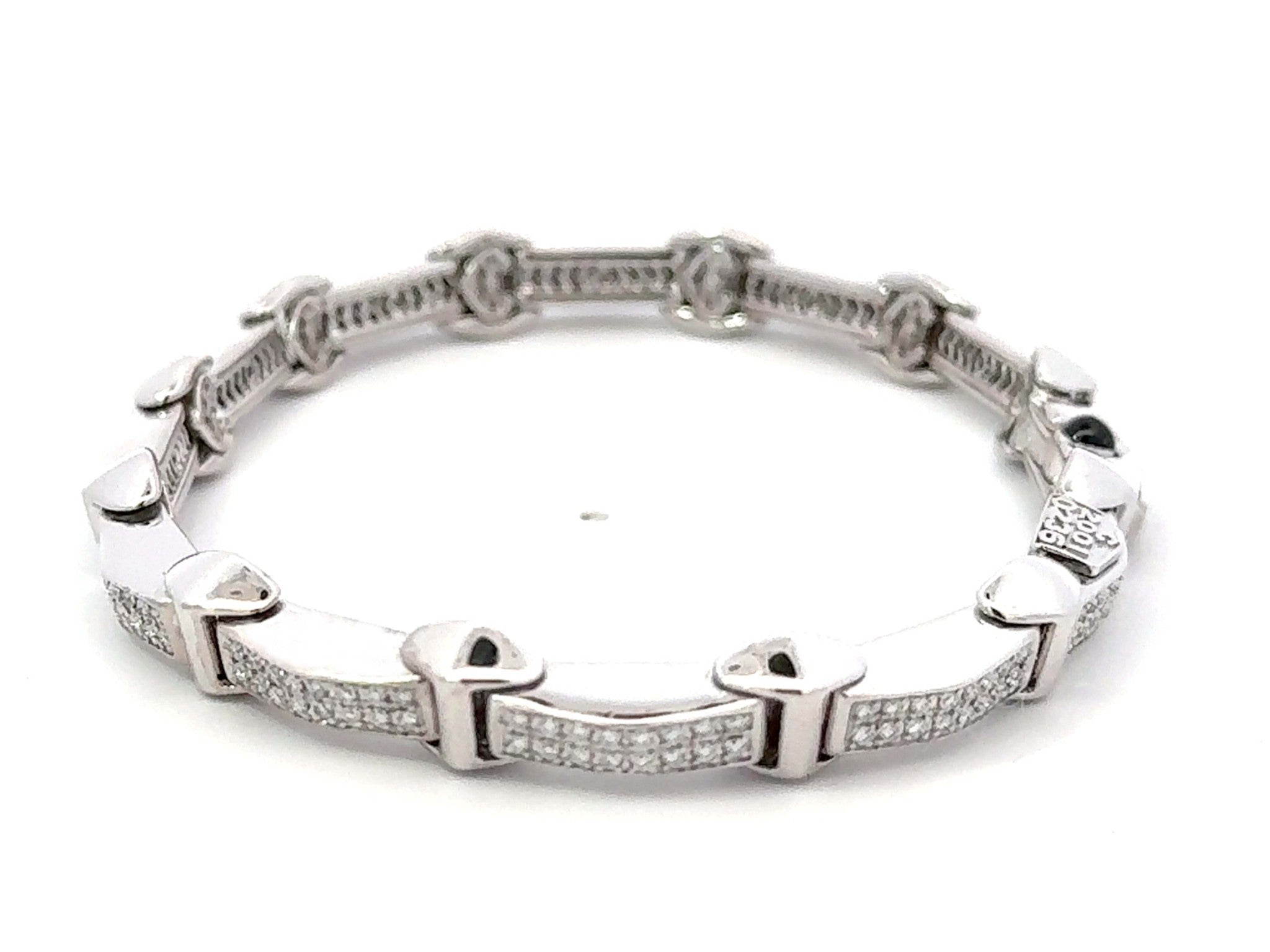 Philippe Charriol Sectional Diamond Bracelet 18k White Gold