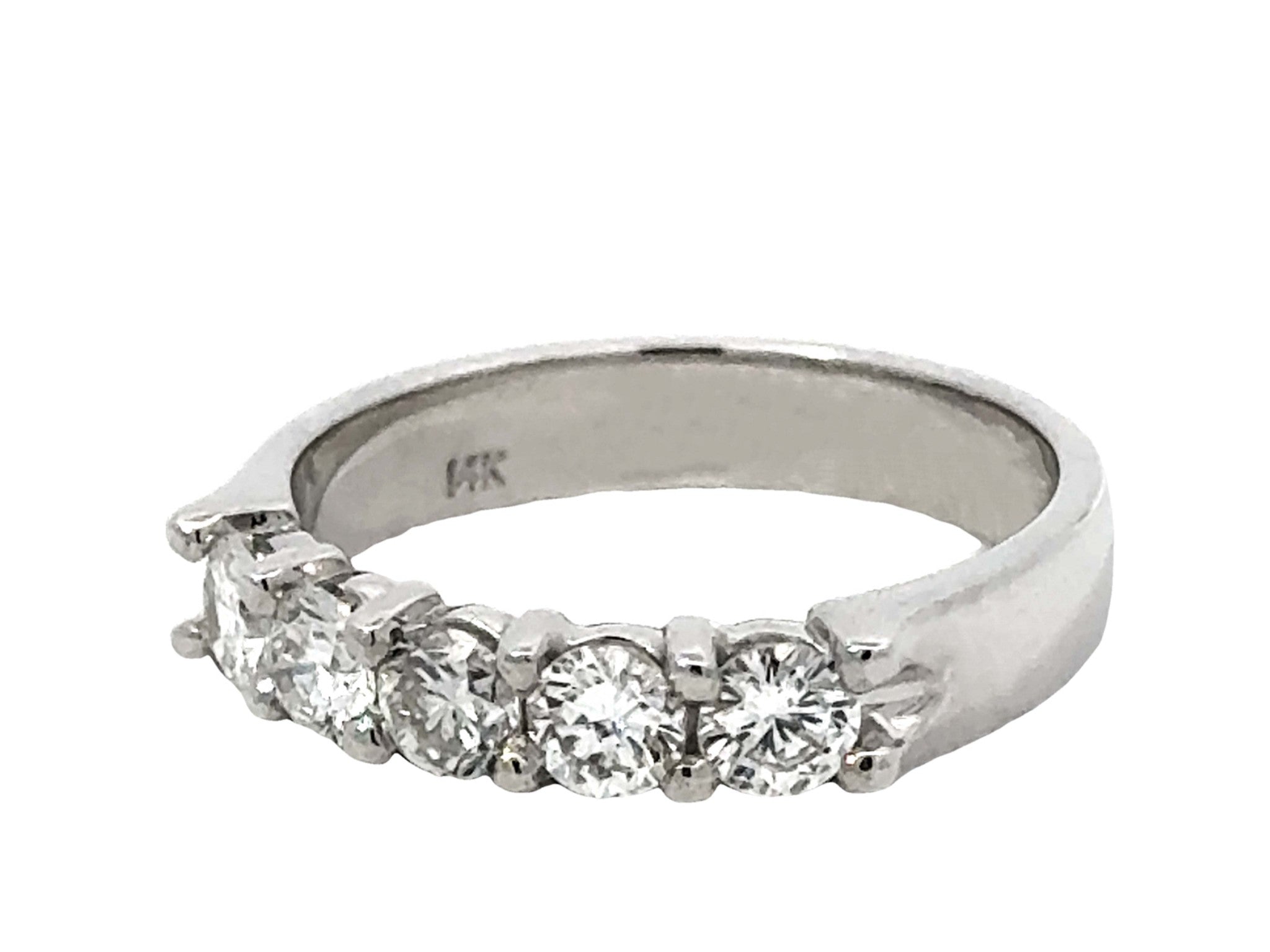 1 Carat Brilliant Diamond Band Ring 14k White Gold