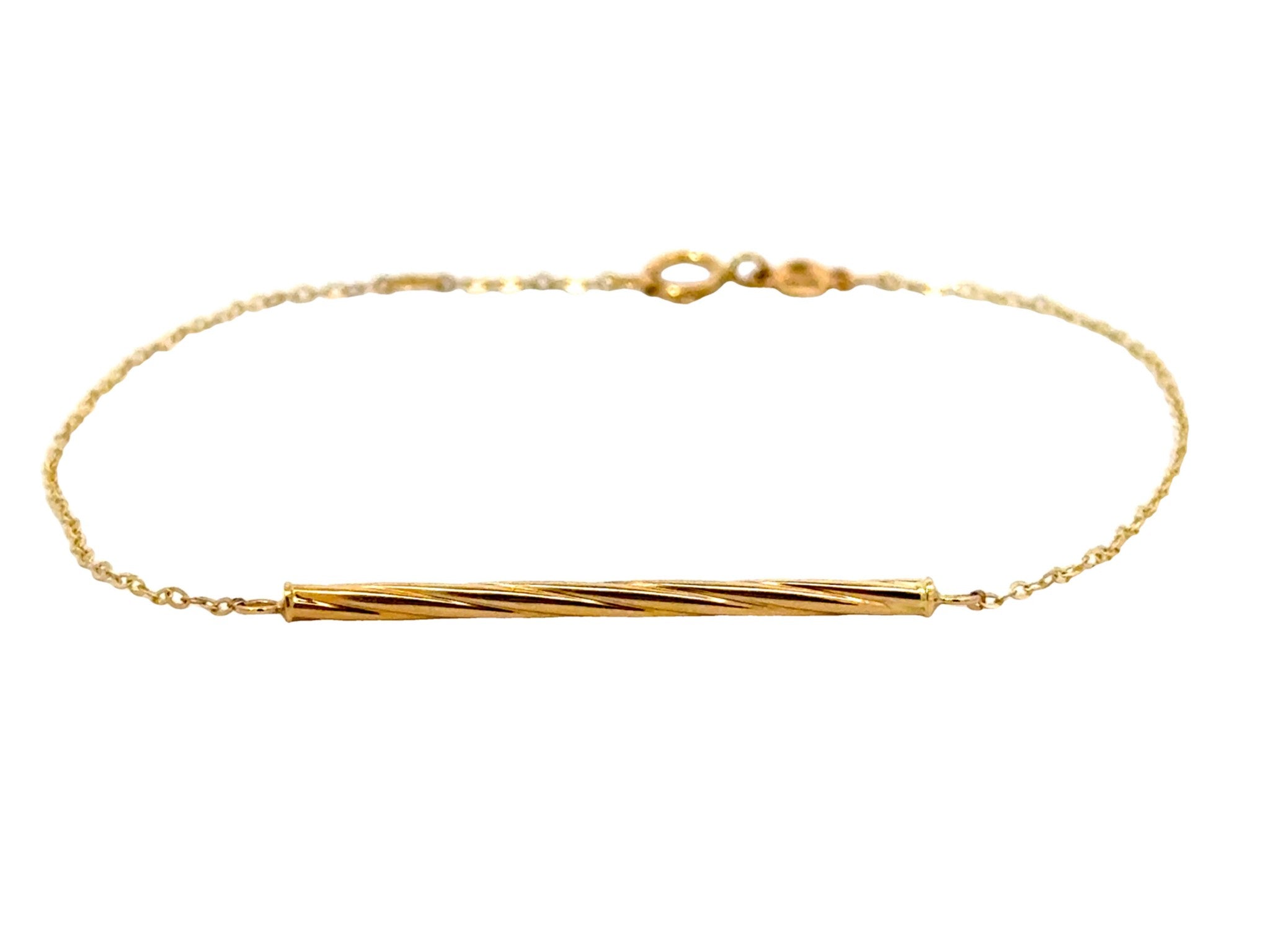 Solid 14k Yellow Gold Bar Link Bracelet