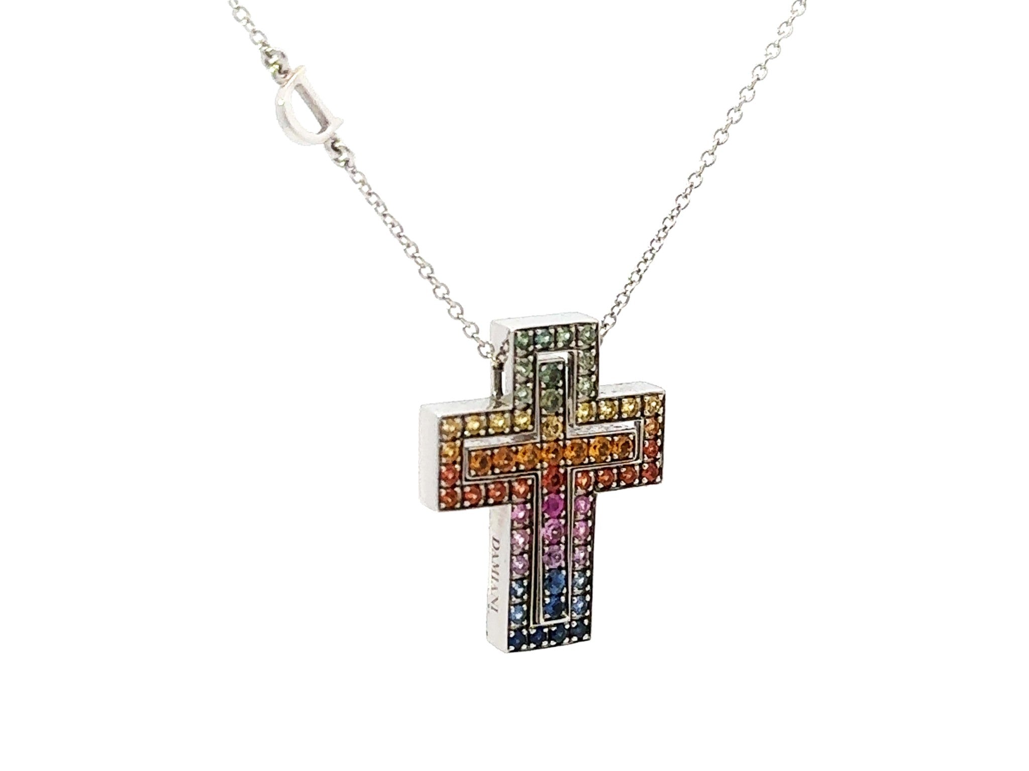 Damiani Belle Epoque Rainbow Sapphire 18K White Gold Necklace