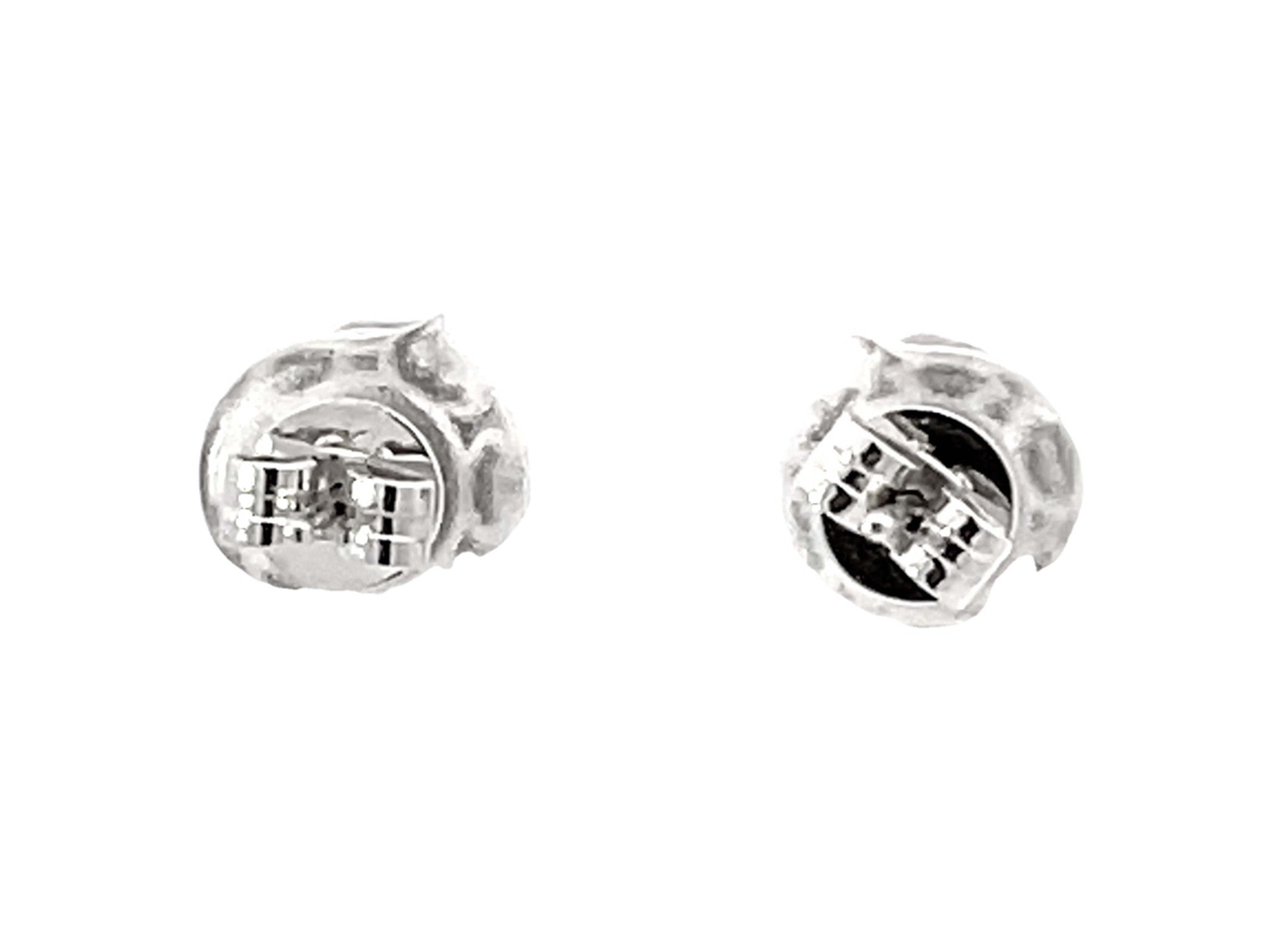 Fluted Halo Piecut Diamond Diamond Halo Stud Earrings 18k White Gold