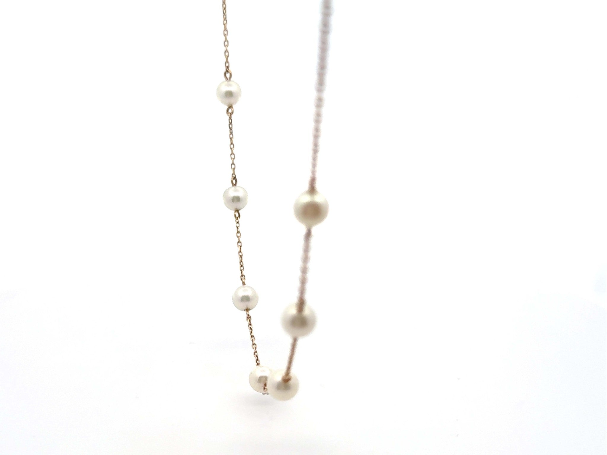 7 Pearl Chain Necklace 18K Yellow Gold