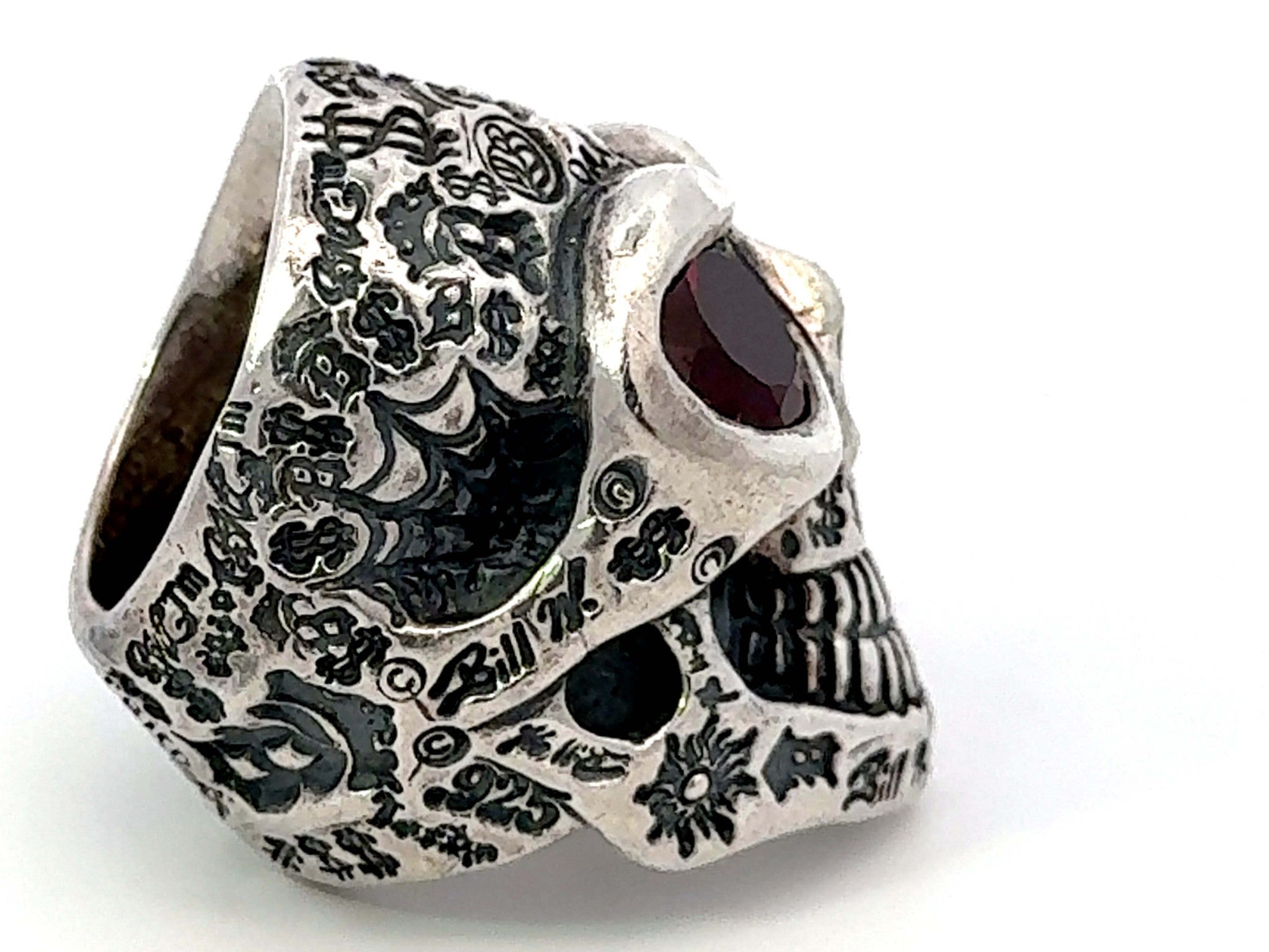 BWL Bill Wall Graffiti Master Skull Red Eyes Sterling Silver Ring