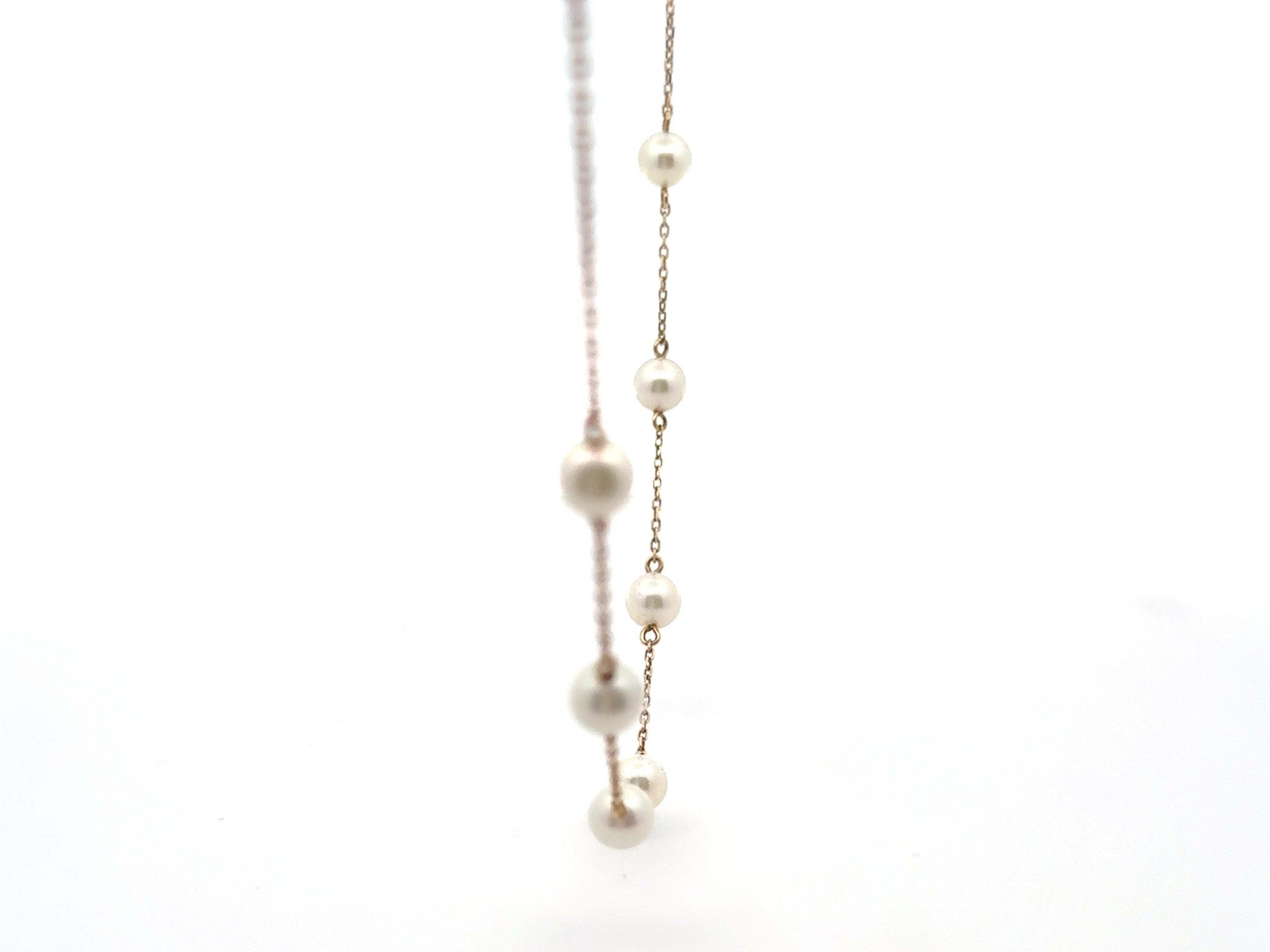 7 Pearl Chain Necklace 18K Yellow Gold