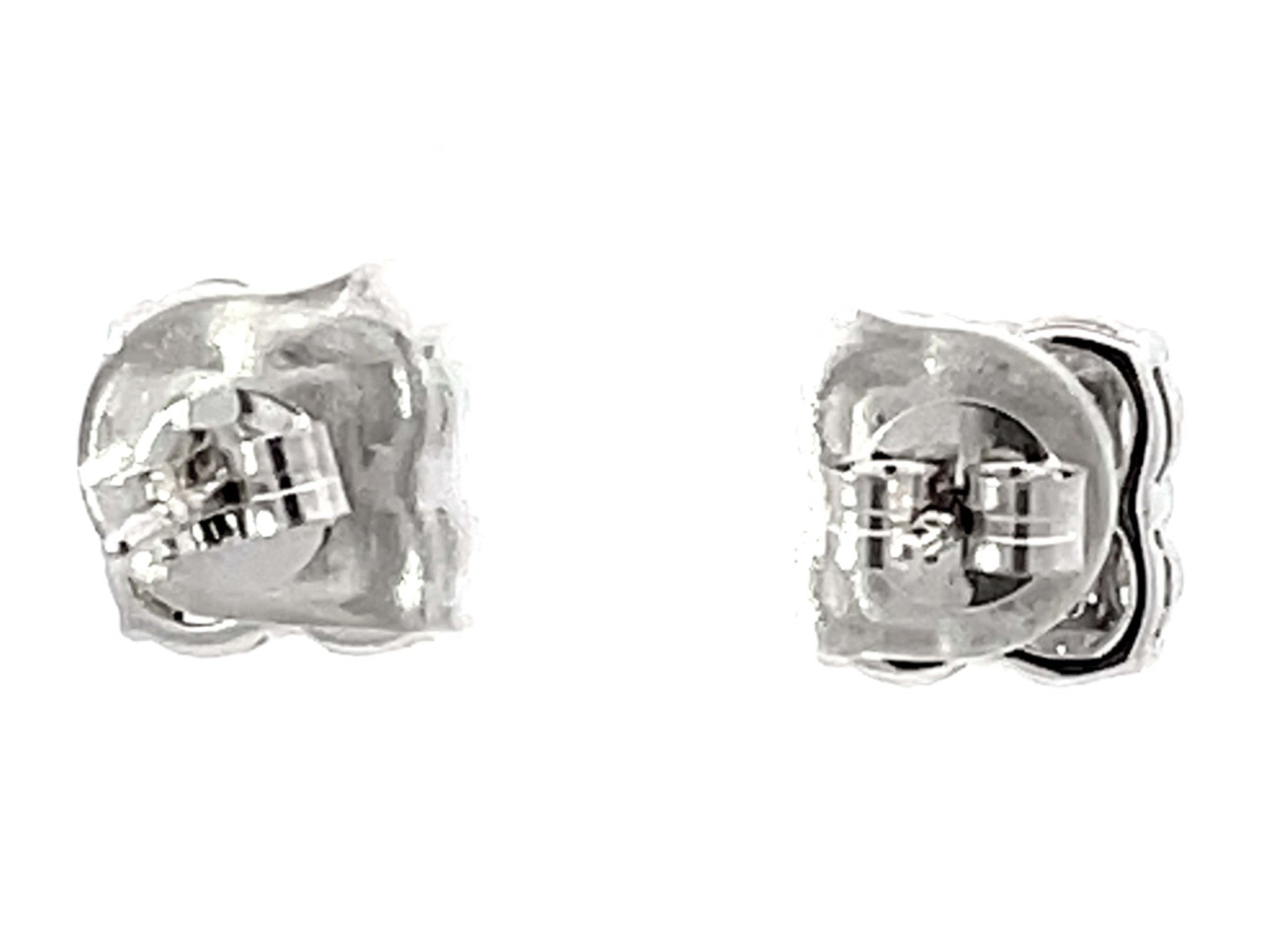 Marquise and Princess Cut Diamond Stud Earrings 18k White Gold